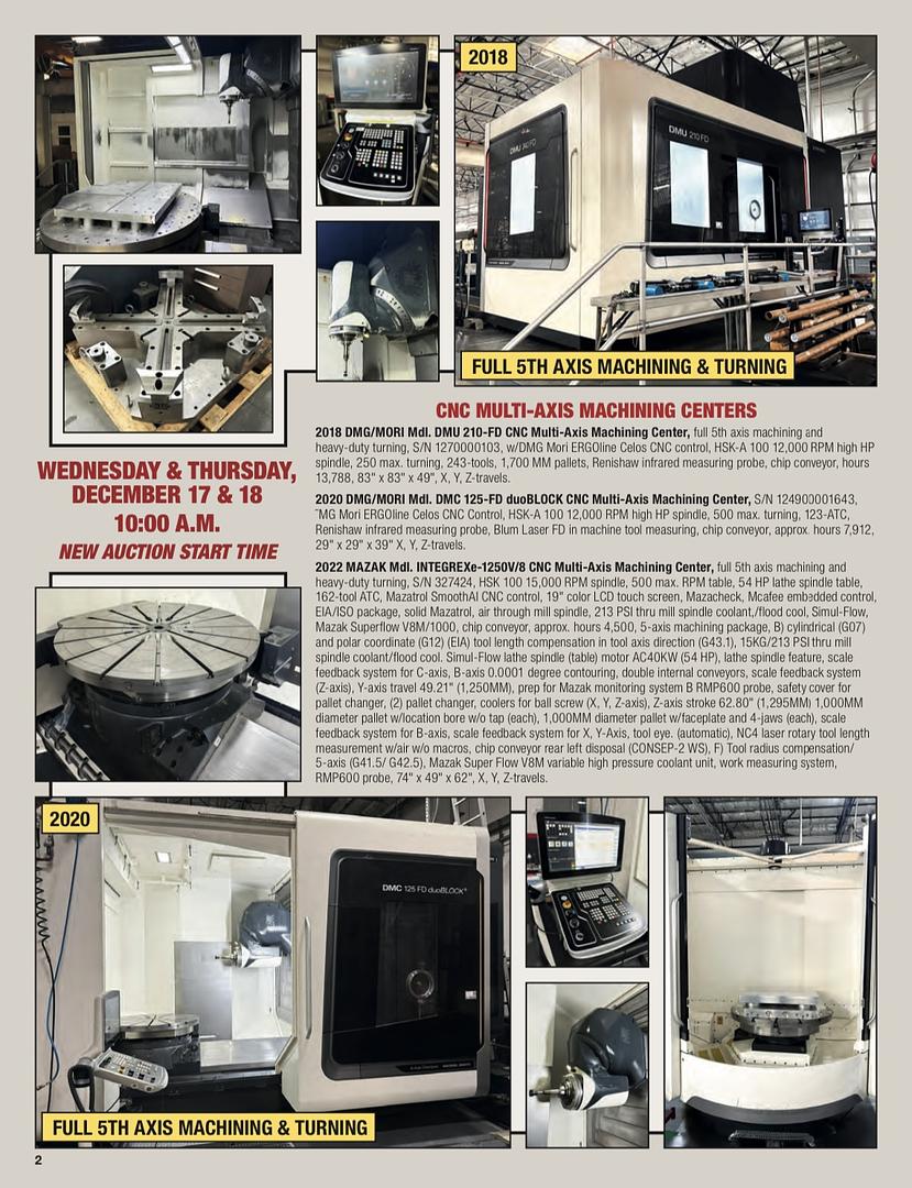MAJOR MULTI MILLION DOLLAR MULTIAXIS DMG/MORI-MAZAK-NIIGATA CNC MACHINING & FABRICATION 80,000 SQ FT. FACILITY - SEMI CONDUCTOR MANUFACTURER