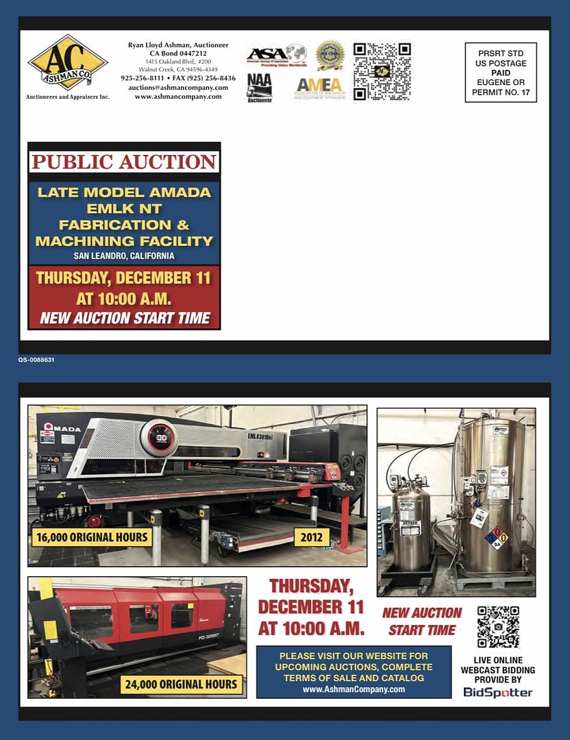 LATE MODEL AMADA EMLK NT FABRICATION & MACHINING FACILITY