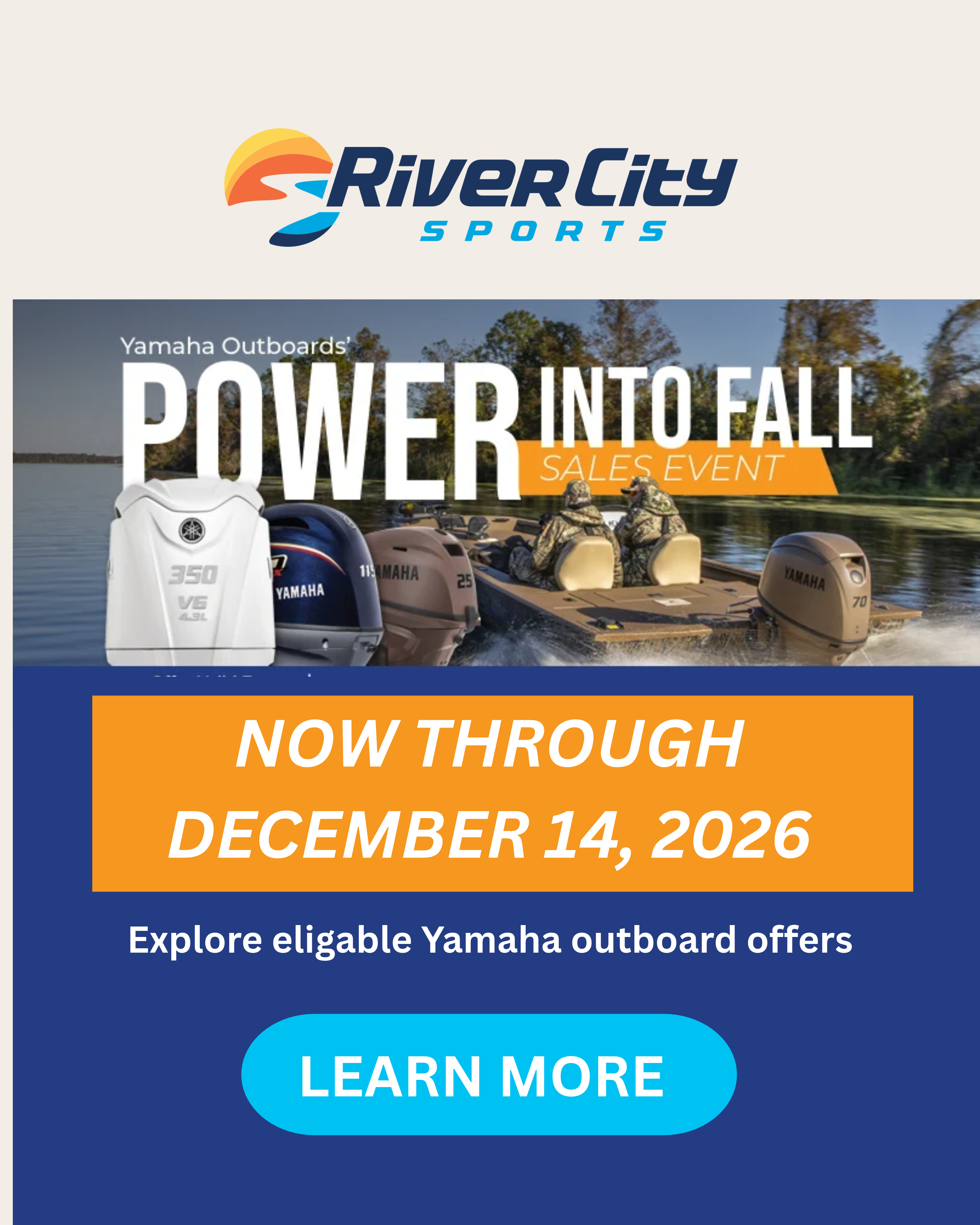 Power Into Fall Yamaha Outboards at River City Sports - Now Through December 14,2026