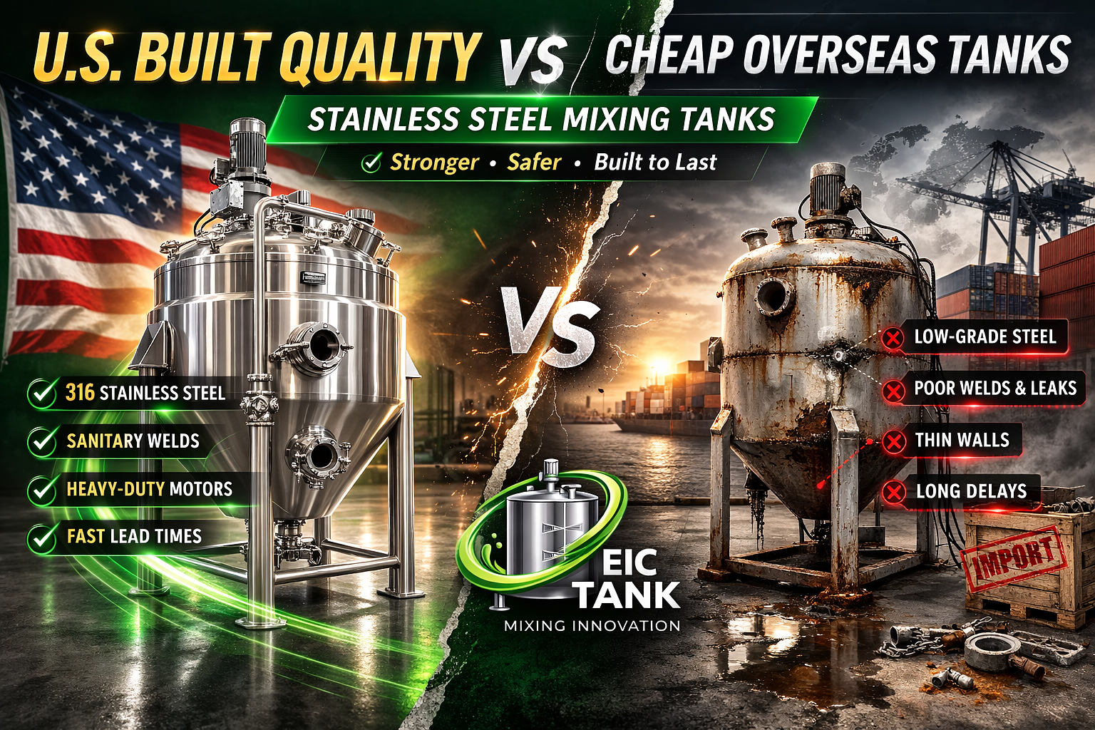 USA Manufactured Stainless Steel Tanks vs Overseas Tanks: Why Domestic Equipment Is the Better Investment