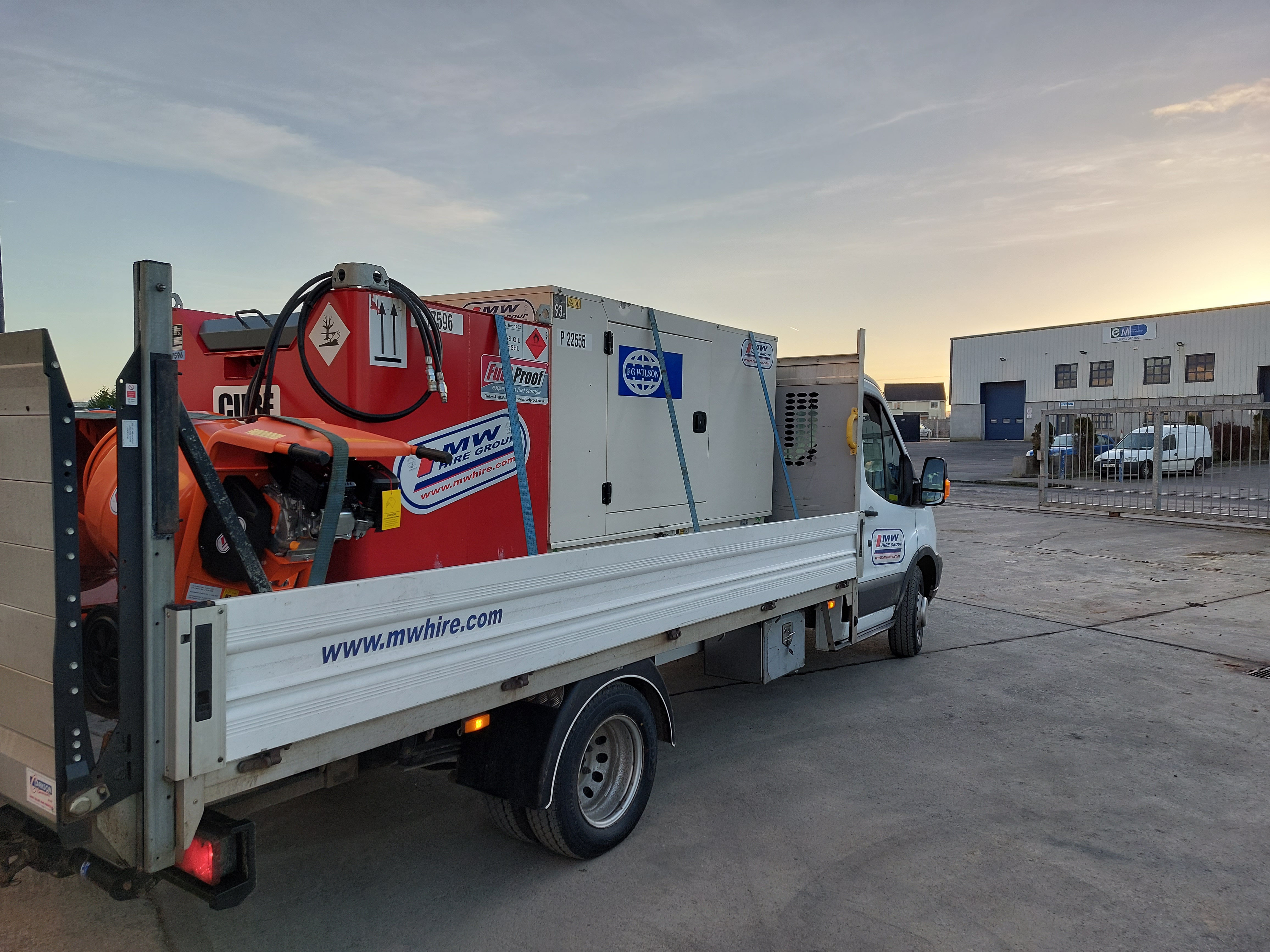 Ex Rental FG Wilson 65 kva, 1,000L Fuel Cube and 2x New Belle Cement Mixers SOLD... heading to customers in Co. Laois 