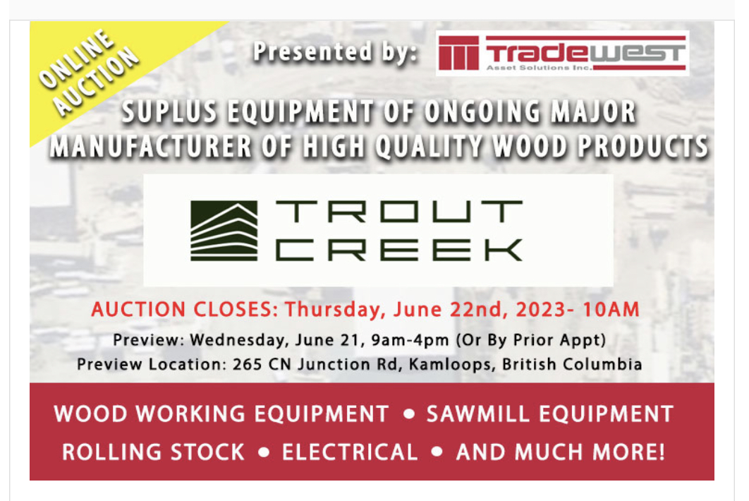 PAST AUCTION- Trout Creek Lumber & Building Systems