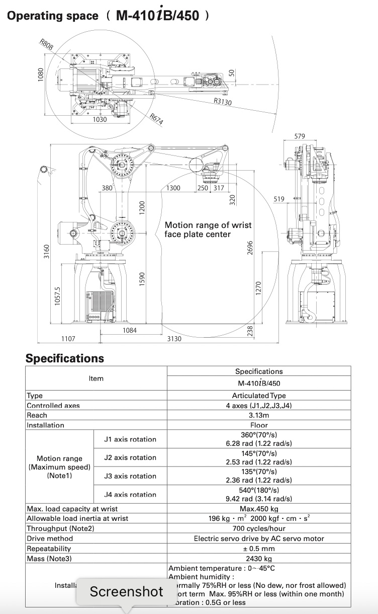 Fanuc M-410iB/450 Data Sheet
