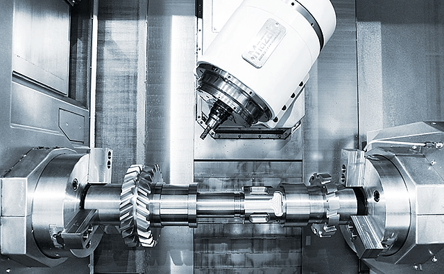 Close up of a CNC tool changer and spindle