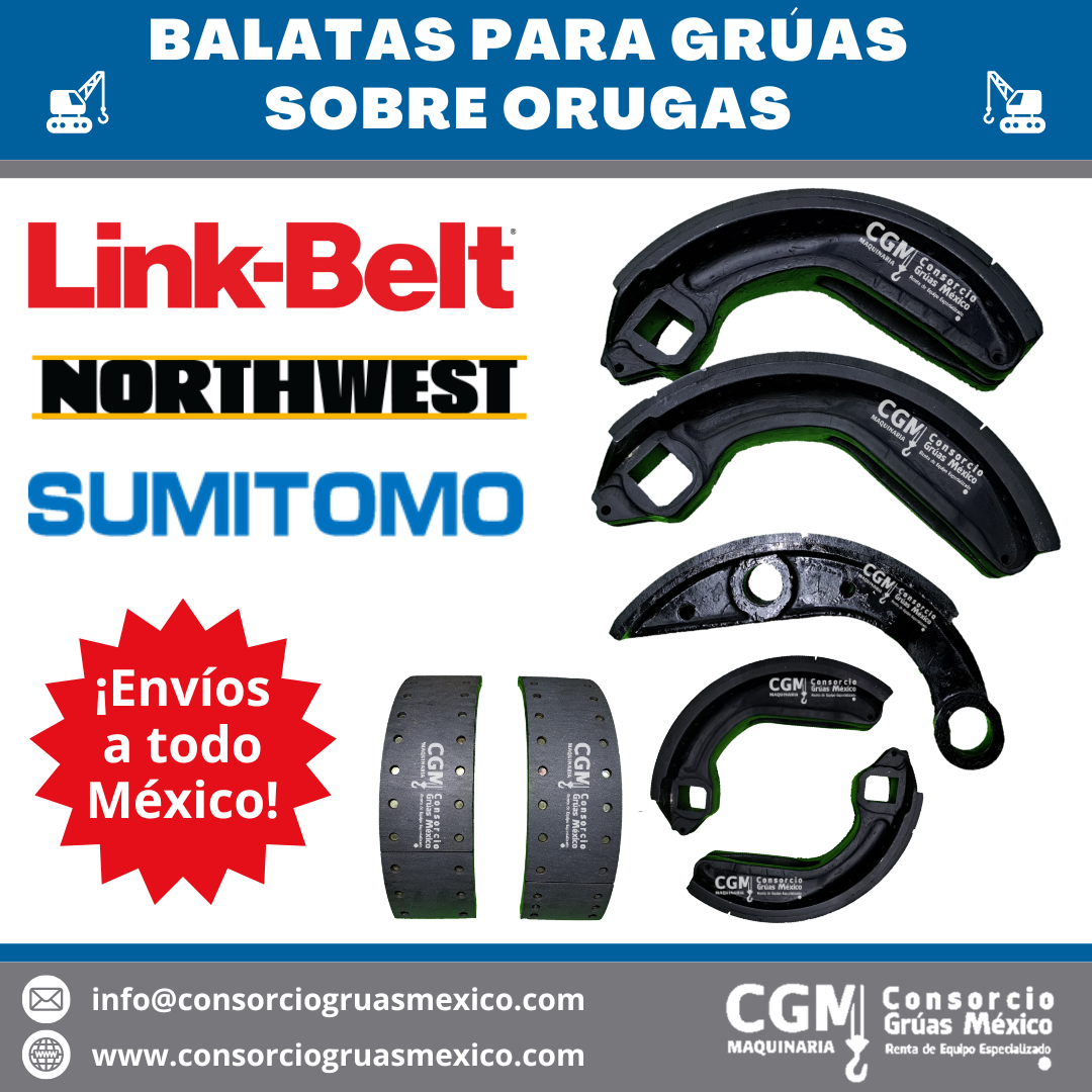Balatas para grúas hidráulicas y mecánicas / Clutch shoe for crawler crane