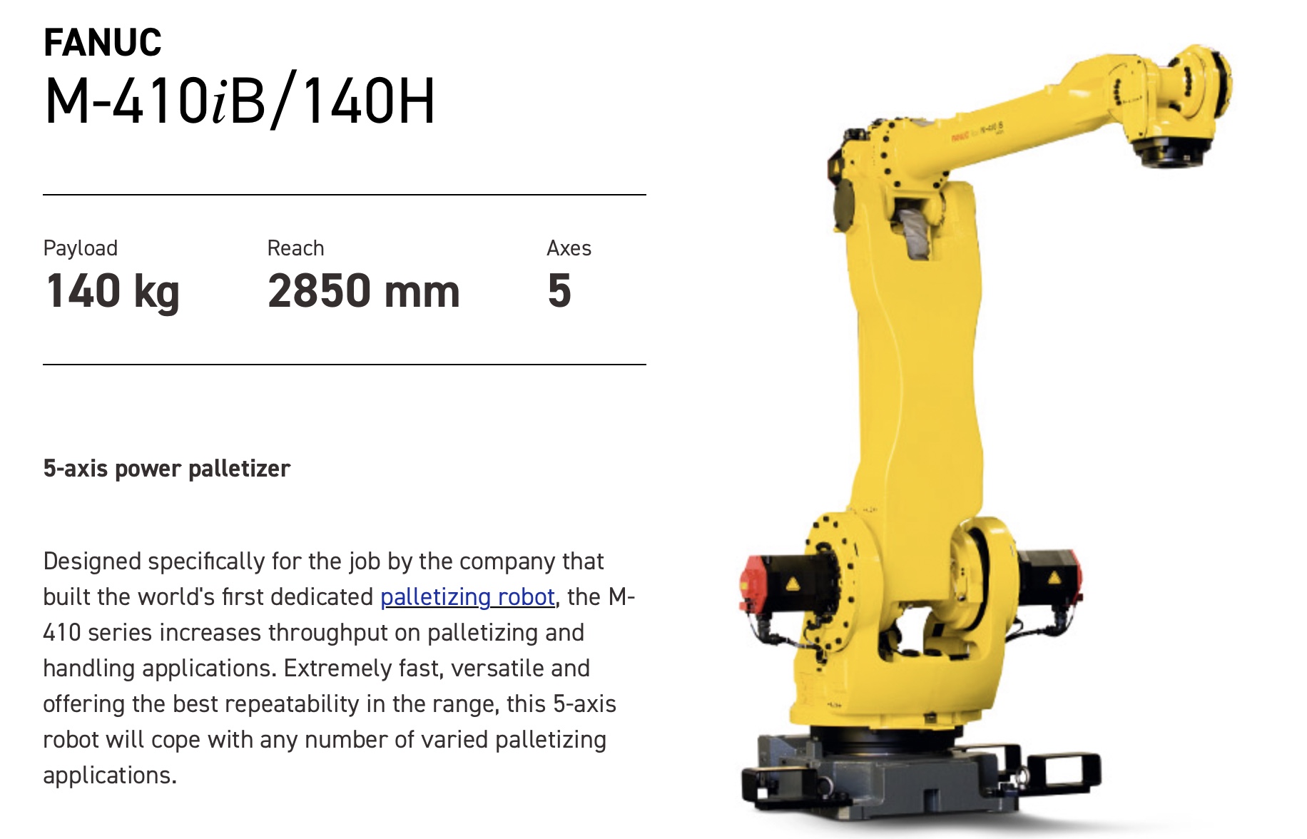 Fanuc M-410iB/140H Data Sheet