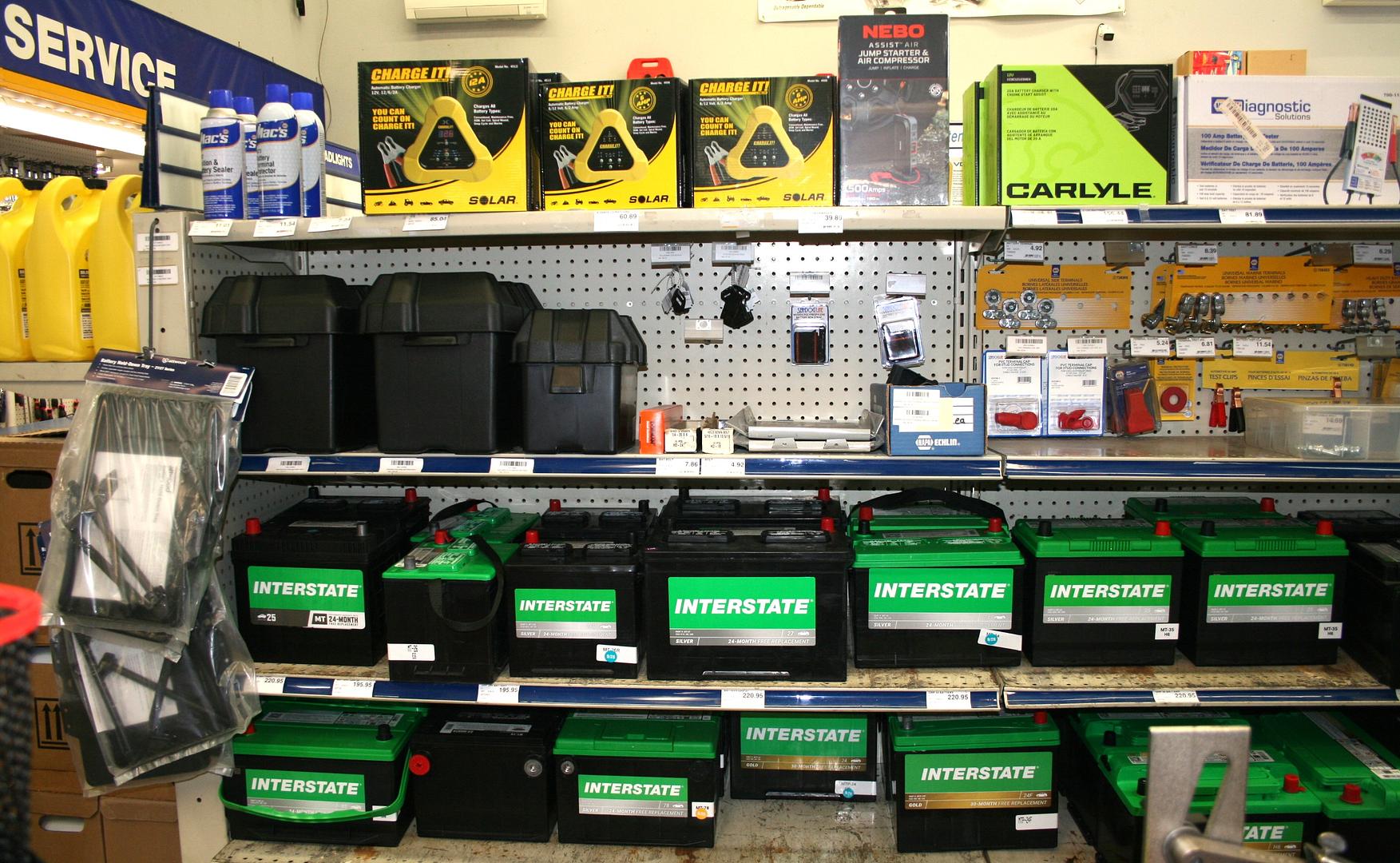 Interstate battery display at the NAPA store