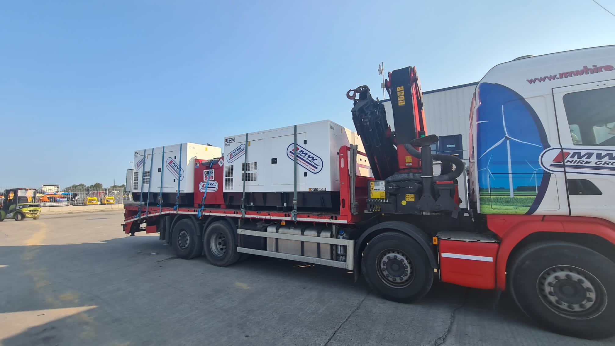 Load of 116KVA JCB's and Fuel Tanks heading out on a rental project 