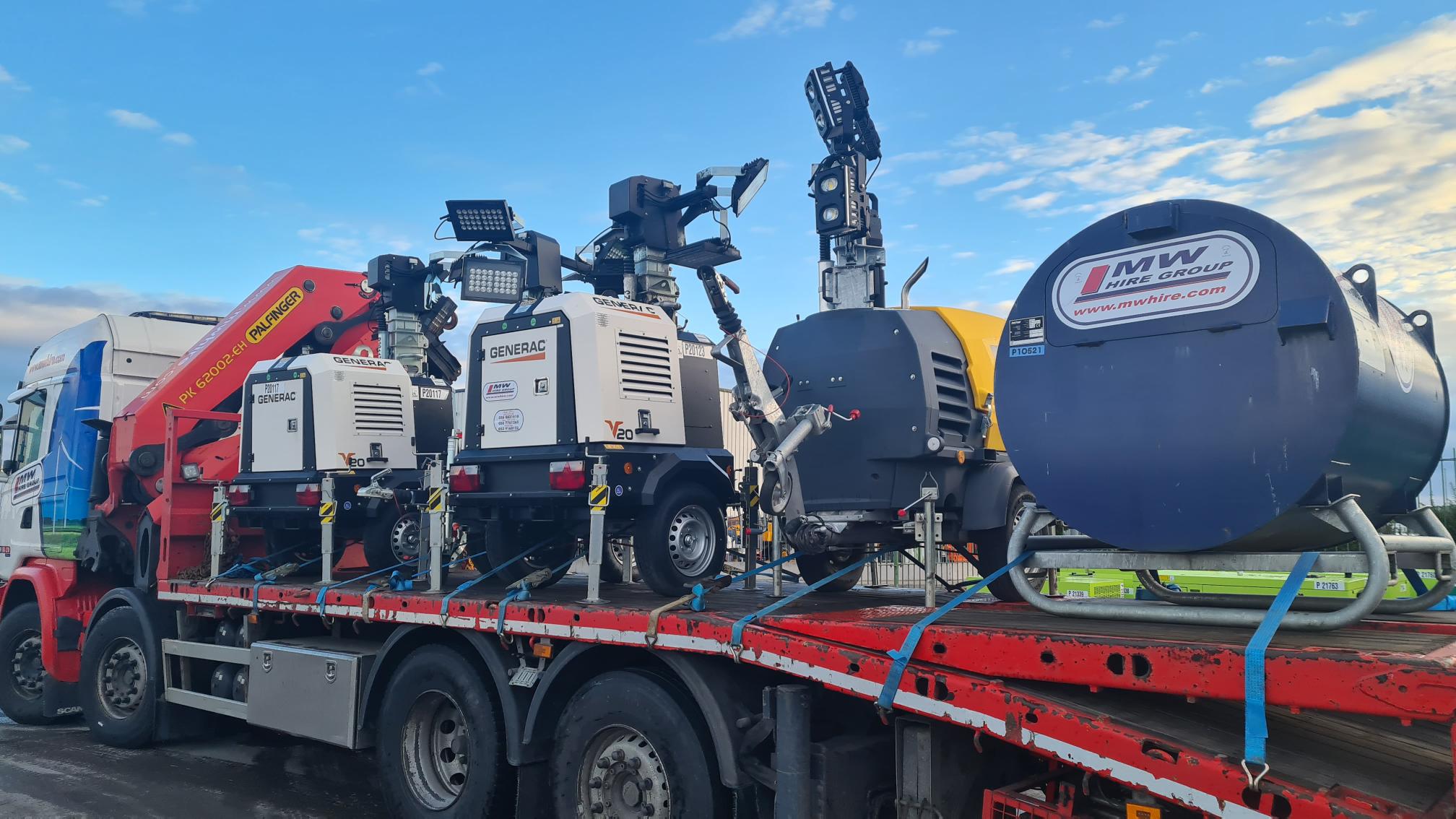 4 Demo Lighting Towers and an Ex-Rental 1,000L Fuel Tank fitted with an electric pump SOLD.... heading for Co. Limerick 