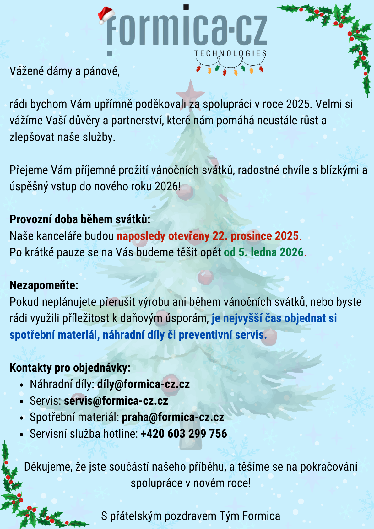 Vánoční dovolená 2025