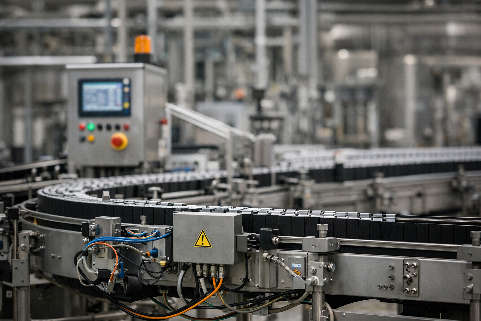 Industrial robot bottle line