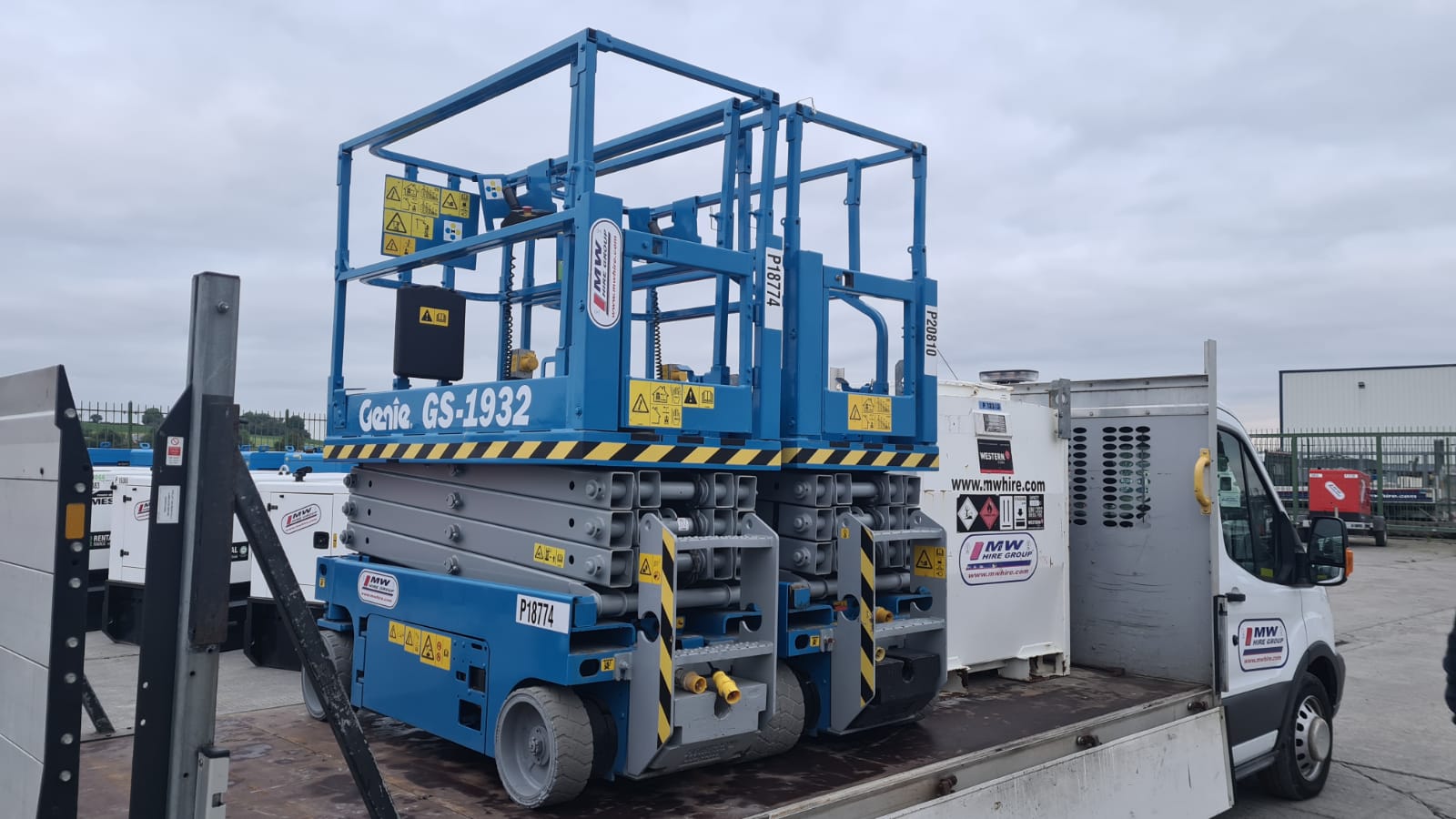 2x Genie GS1932 Scissor Lifts and a 900ltr Fuel Tank SOLD... heading to the customers in Cork 