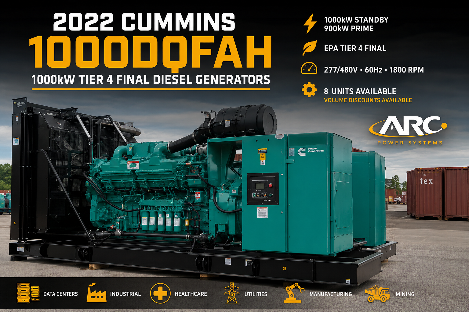 2022 Cummins 1000DQFAH 1000kW Tier 4 Final Diesel Generators Available Now