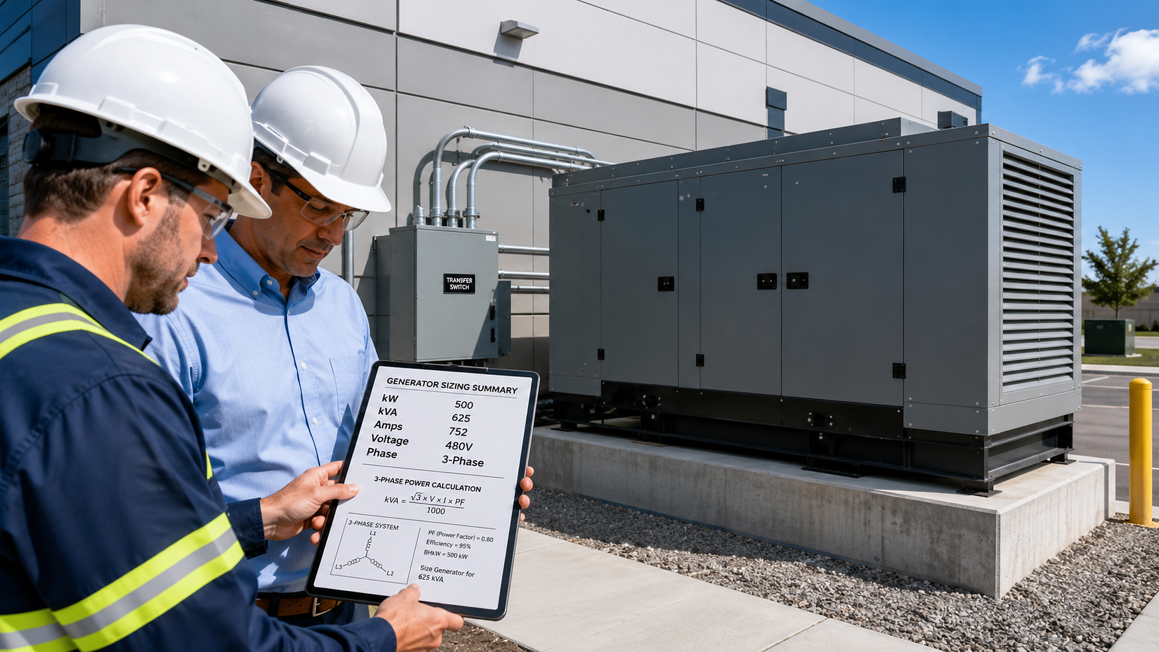 How to Calculate kW, kVA, Amps, Voltage, and Phase for a Commercial Generator