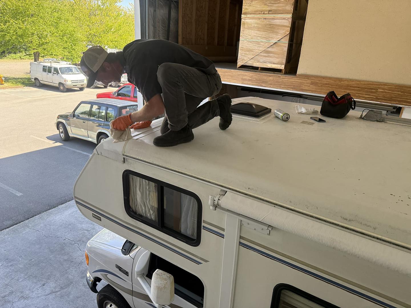 Jesse applying sealant