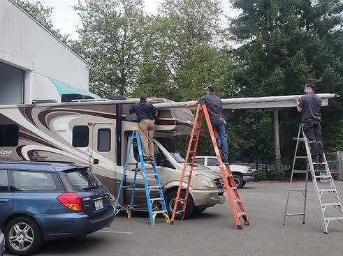 RV awning installation