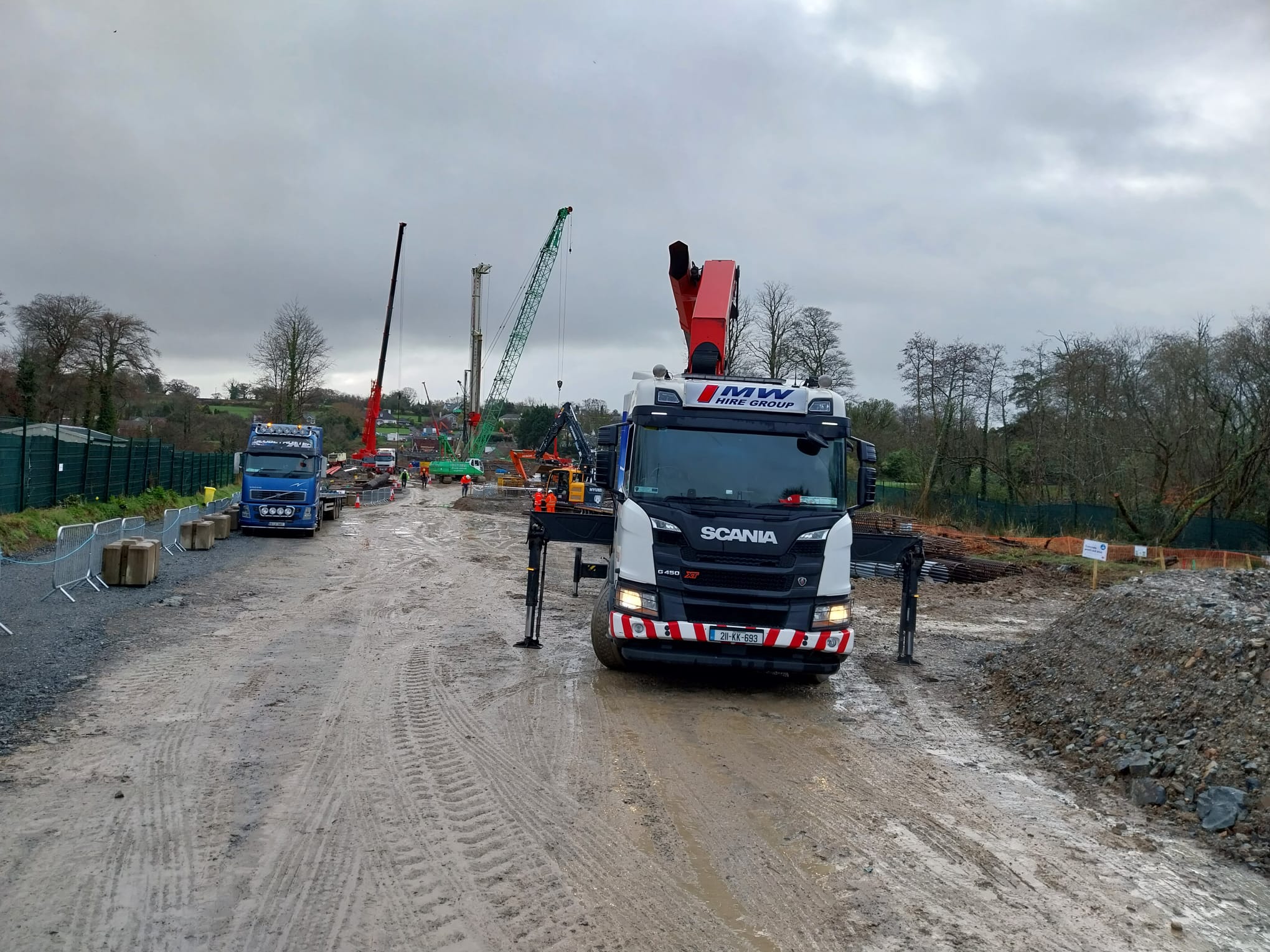 Our truck on a busy site dropping off Generators and compressors