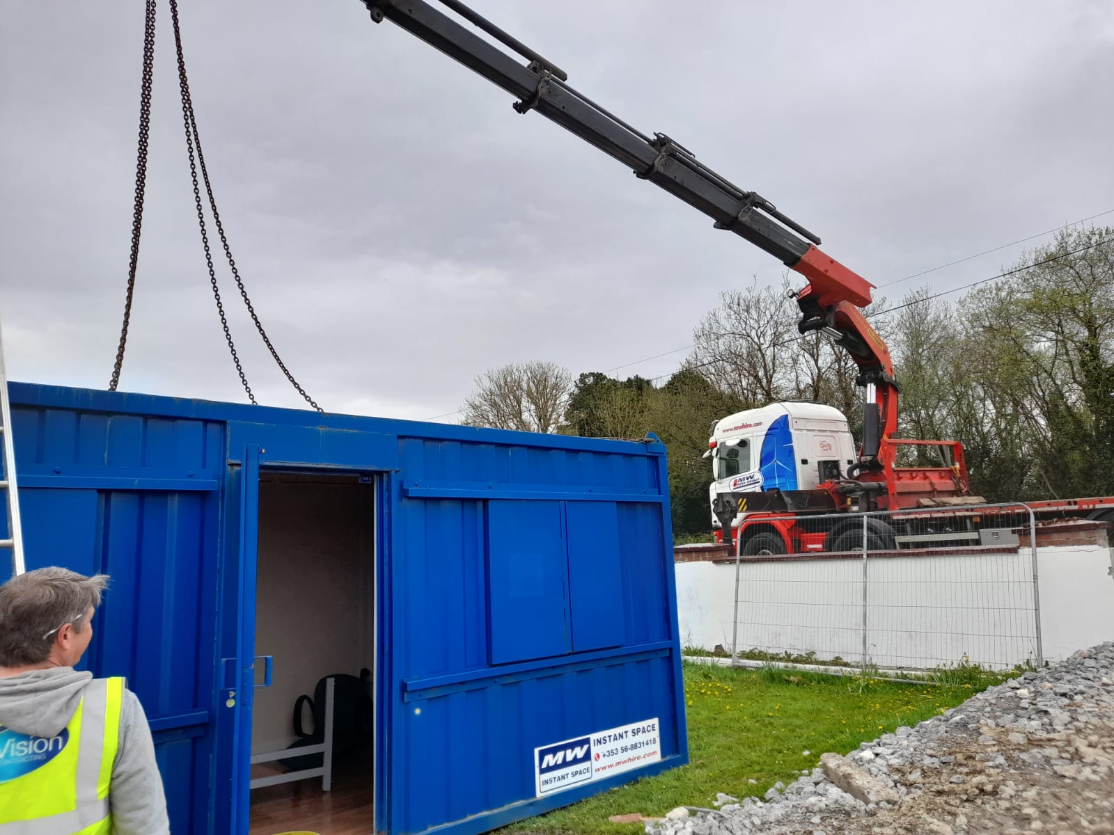 Site office delivery for school project recently 