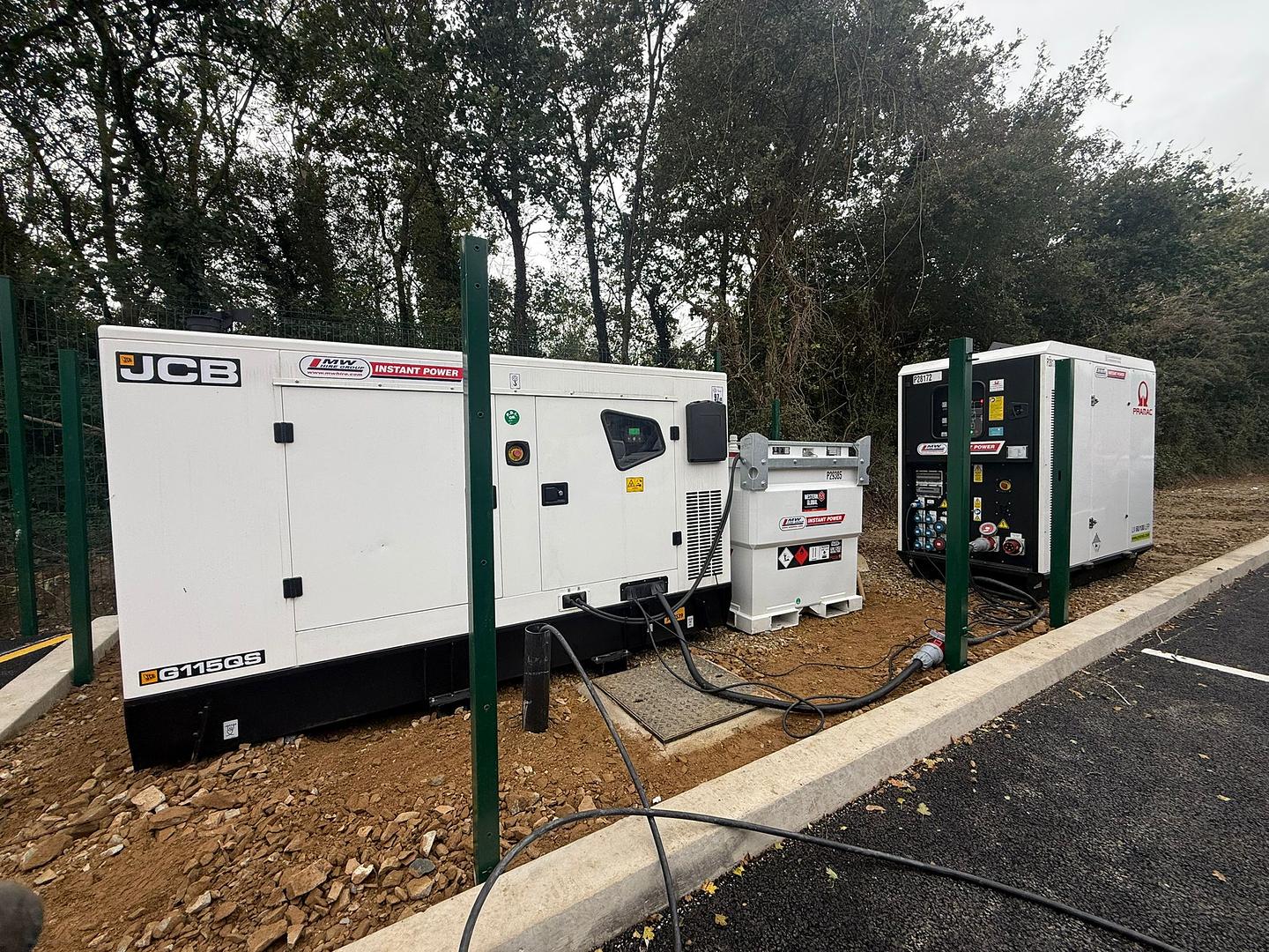 115Kva JCB and 60/100 Pramac Battery Storage Unit working together on a Rental Job in Wexford 🍃🍃