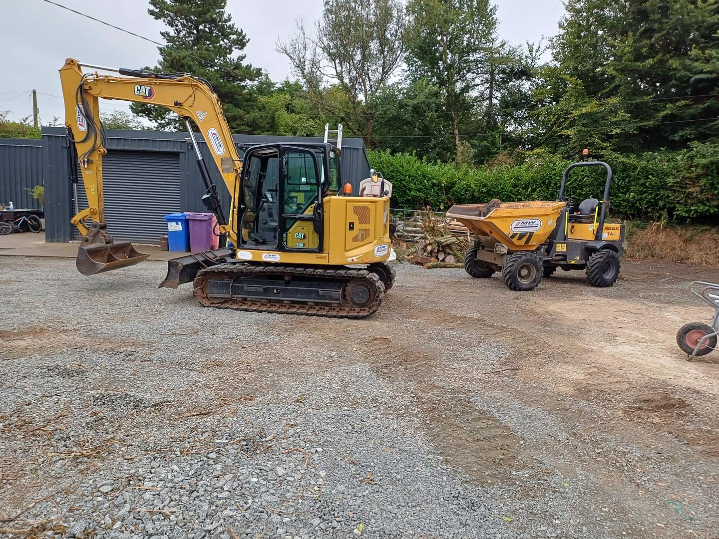 CAT Digger & Mecalac Dumper on site and ready to work