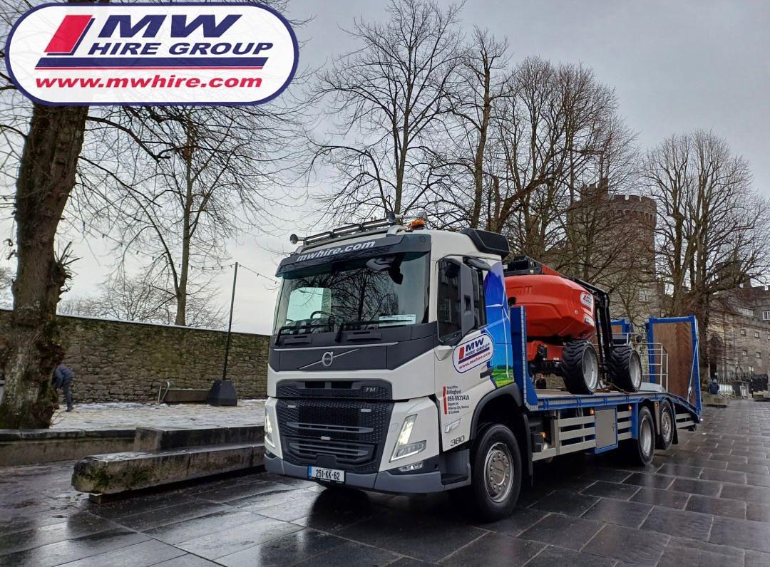 New Volvo added to the fleet ... on its way with a Manitou Boom Hoist