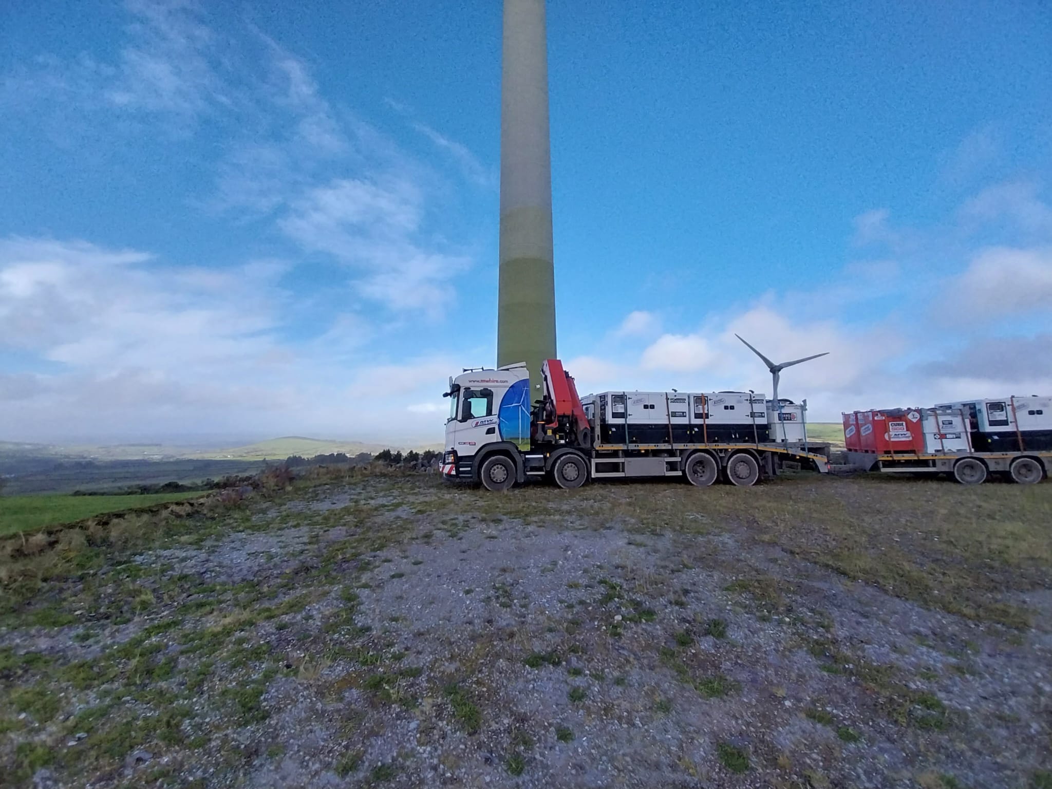 Full Load of Generators and Fuel Tanks Being delivered to a windFarm in Kerry