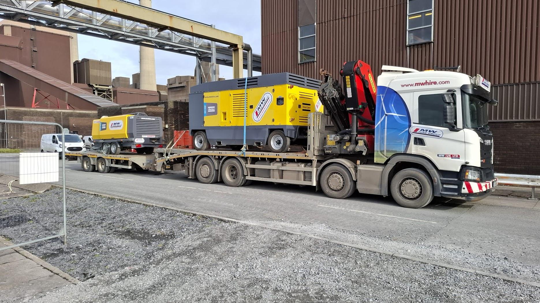 Large Compressors available at MW HIRE GROUP!! Our 1350cfm and 750cfm heading on rental jobs in Co. Clare 💨