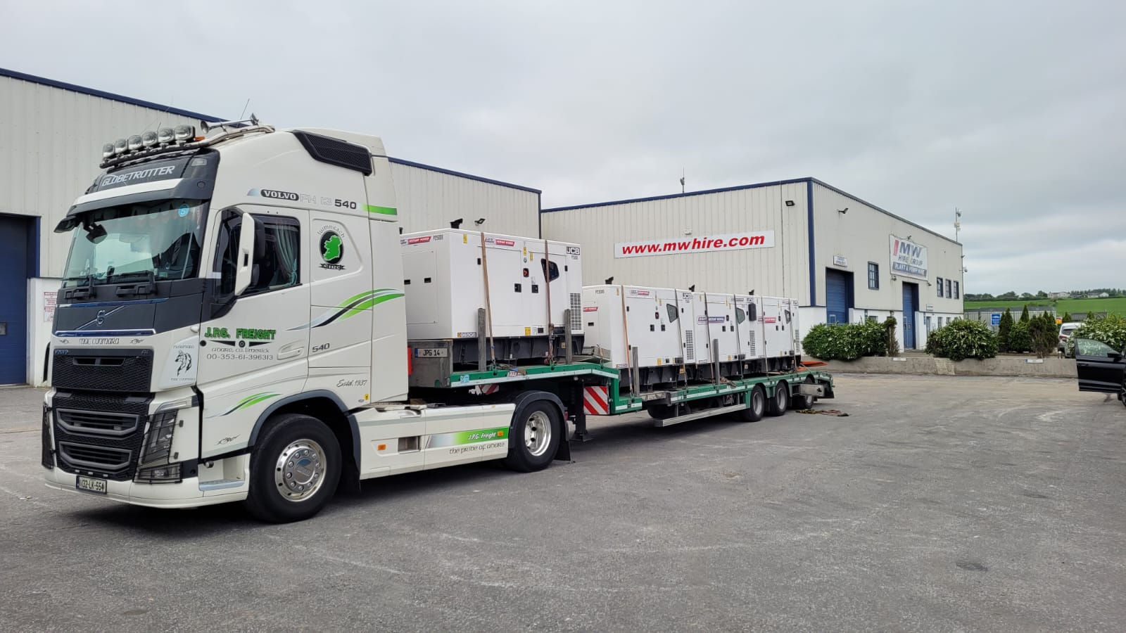 Load of JCB Generators & switch gear heading onto a rental project in Scotland 