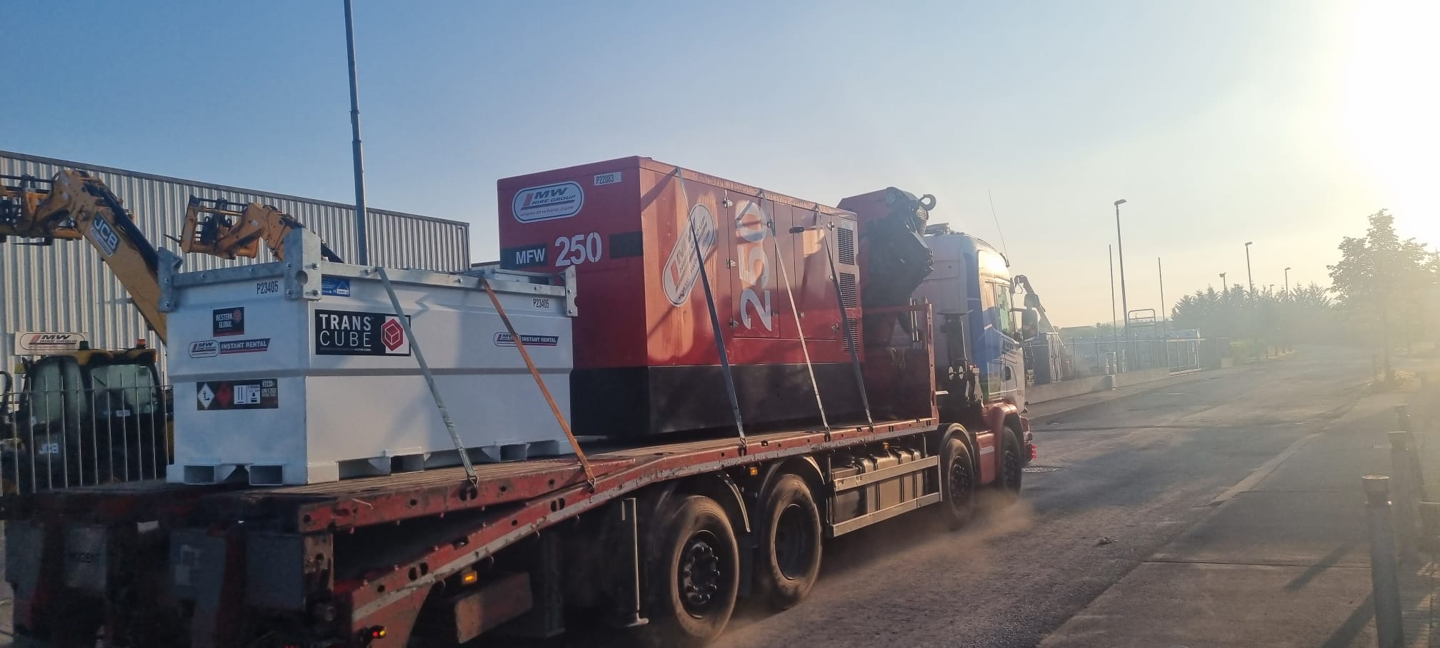250 kva & 2000 Litre Western fuel tank heading away on a rental project