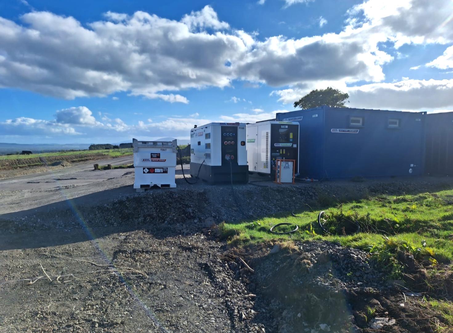 Compound set up on site - powered by a new battery pack - Pramac LX45/80.