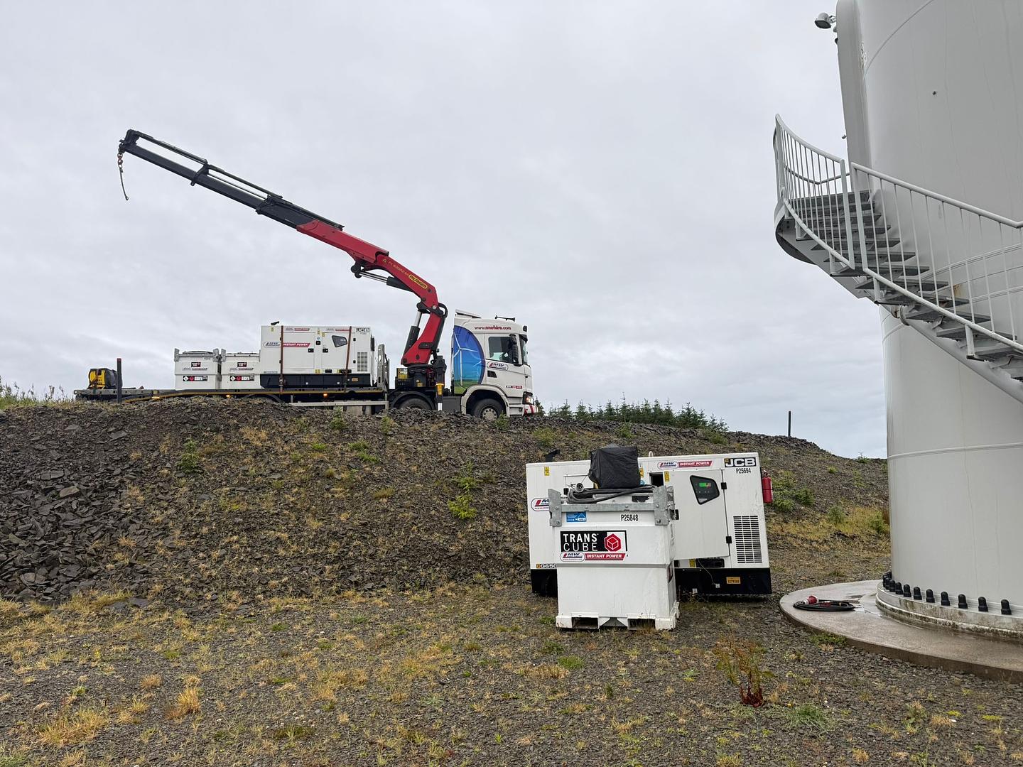 Generators and Fuel Tanks delivered and ready for site! Delivered to wind farm