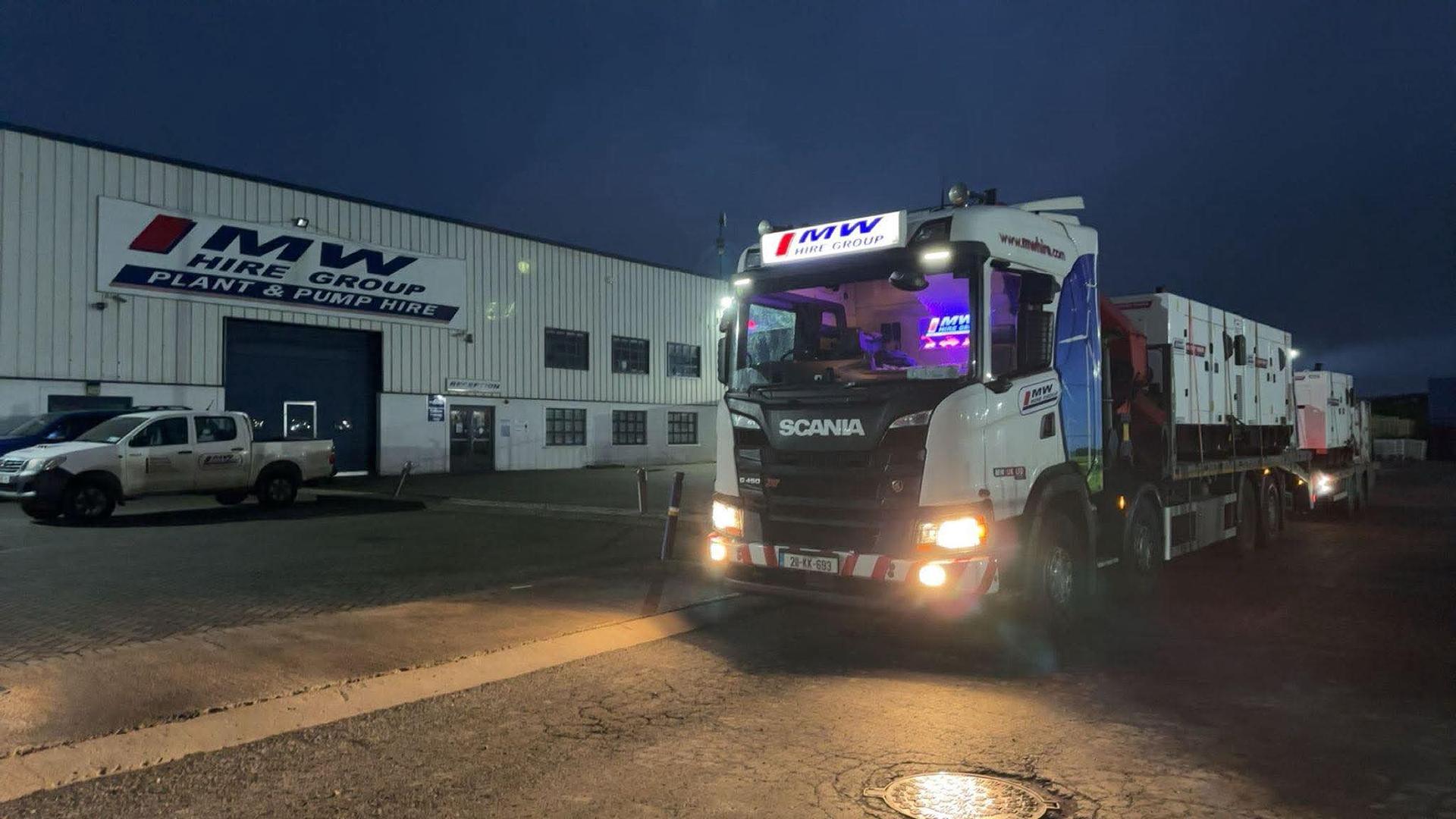 Early morning! Full load of jcb generators heading to hire job!