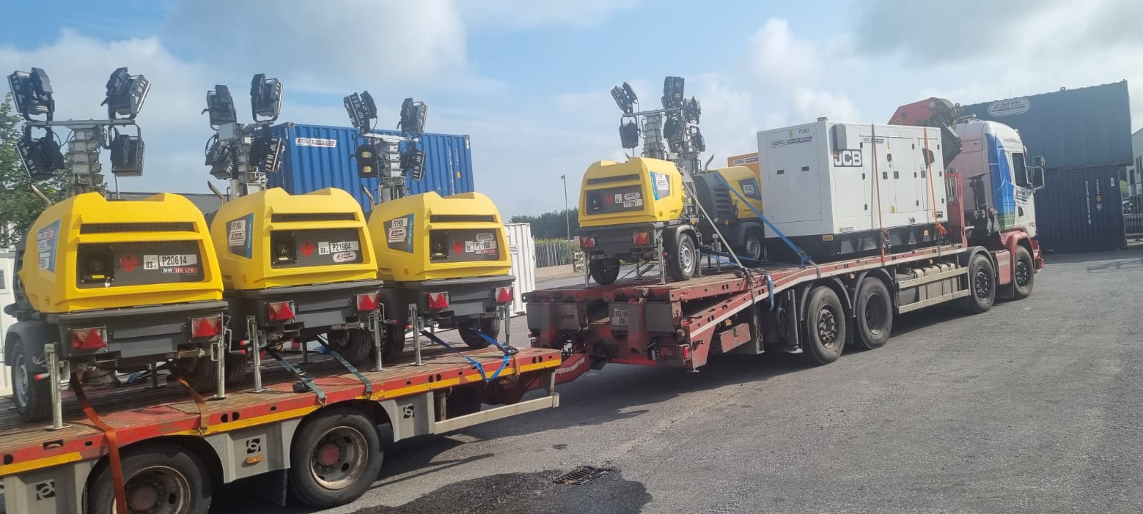 Lighting towers and 2 x 200 kva Generators heading out on a rental project
