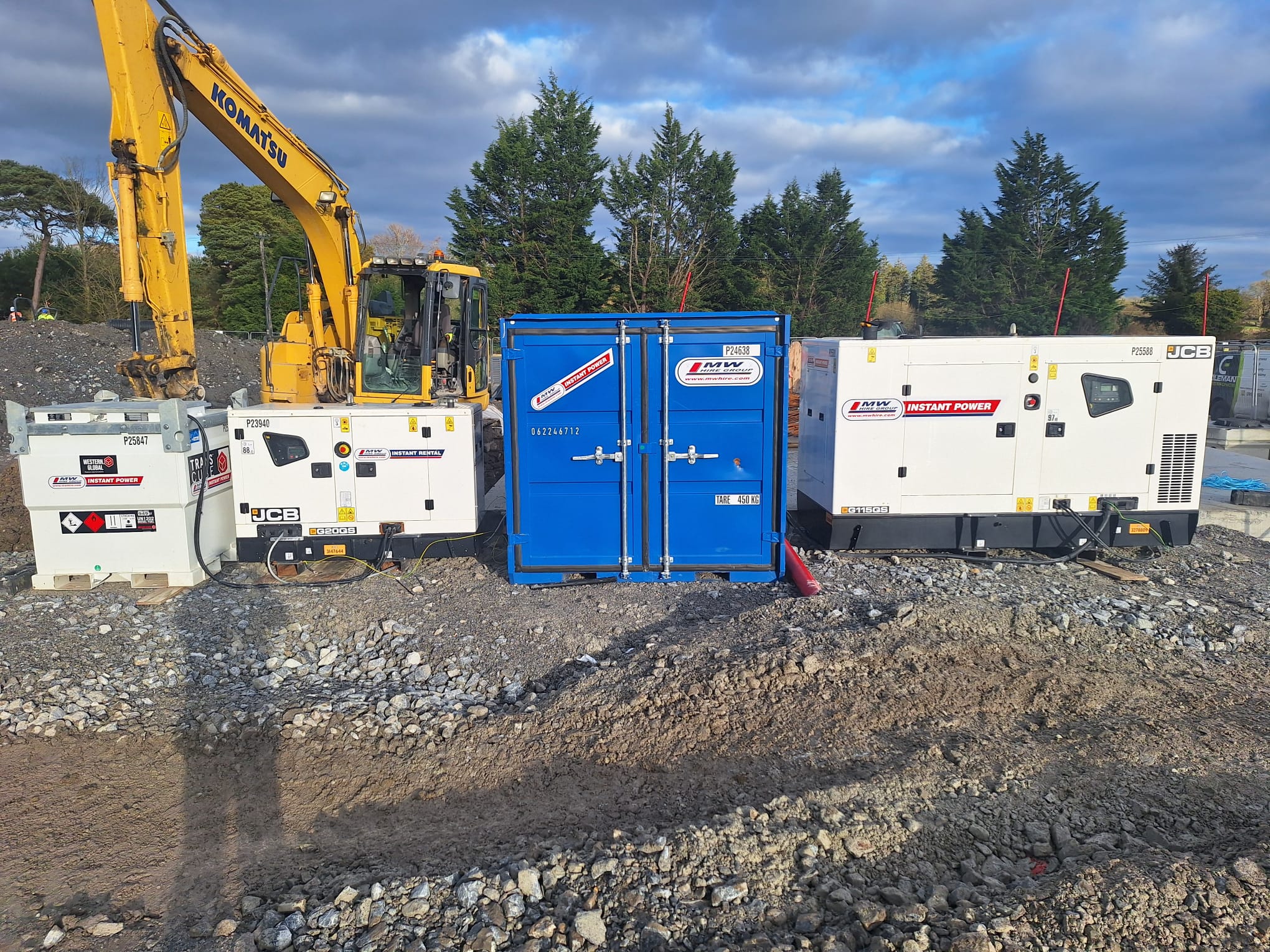 Generators, Fuel tank and Change over panels set up on site for a rental project 