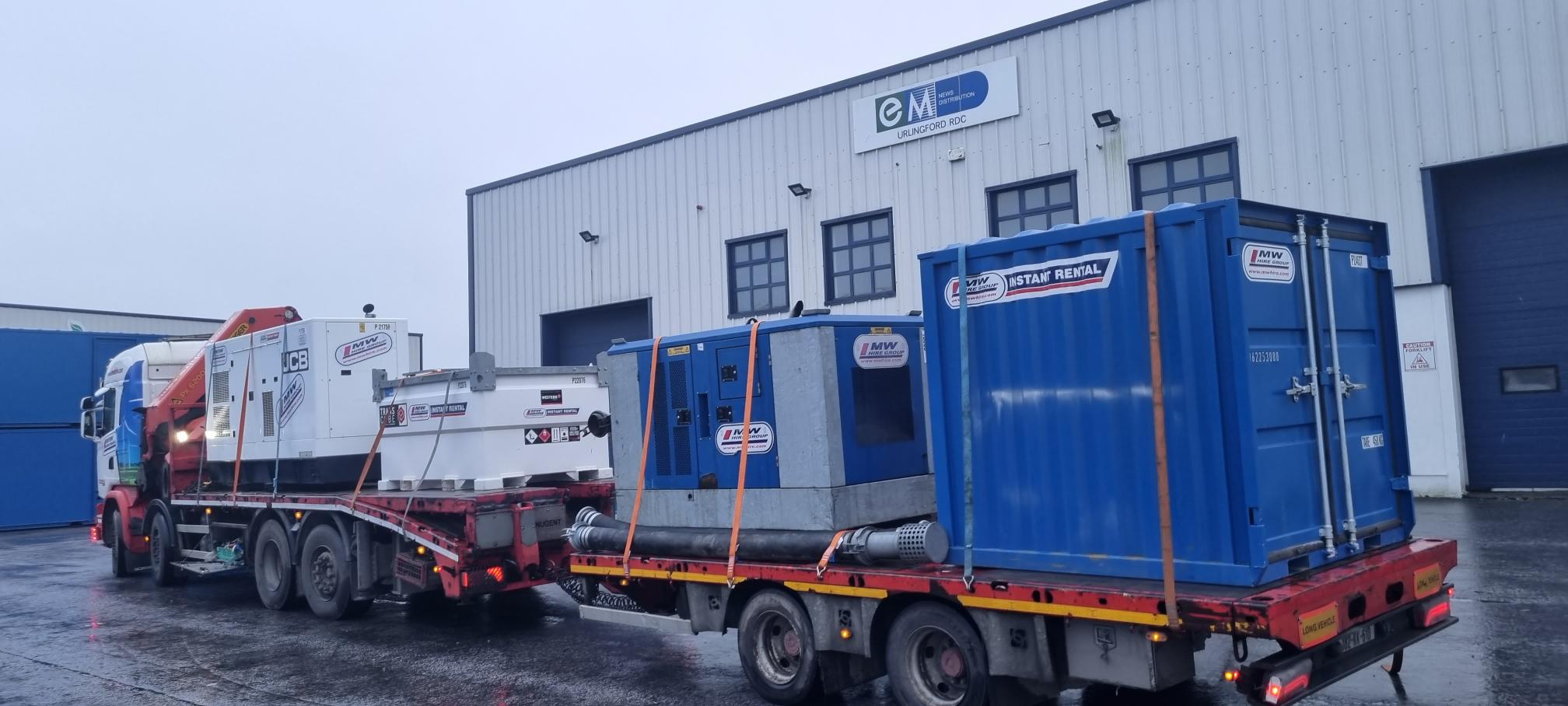 220 KVA JCB Generator ,Western tank, 6” Pump 90 KW Pump & VSD heading to a rental project in Cork 