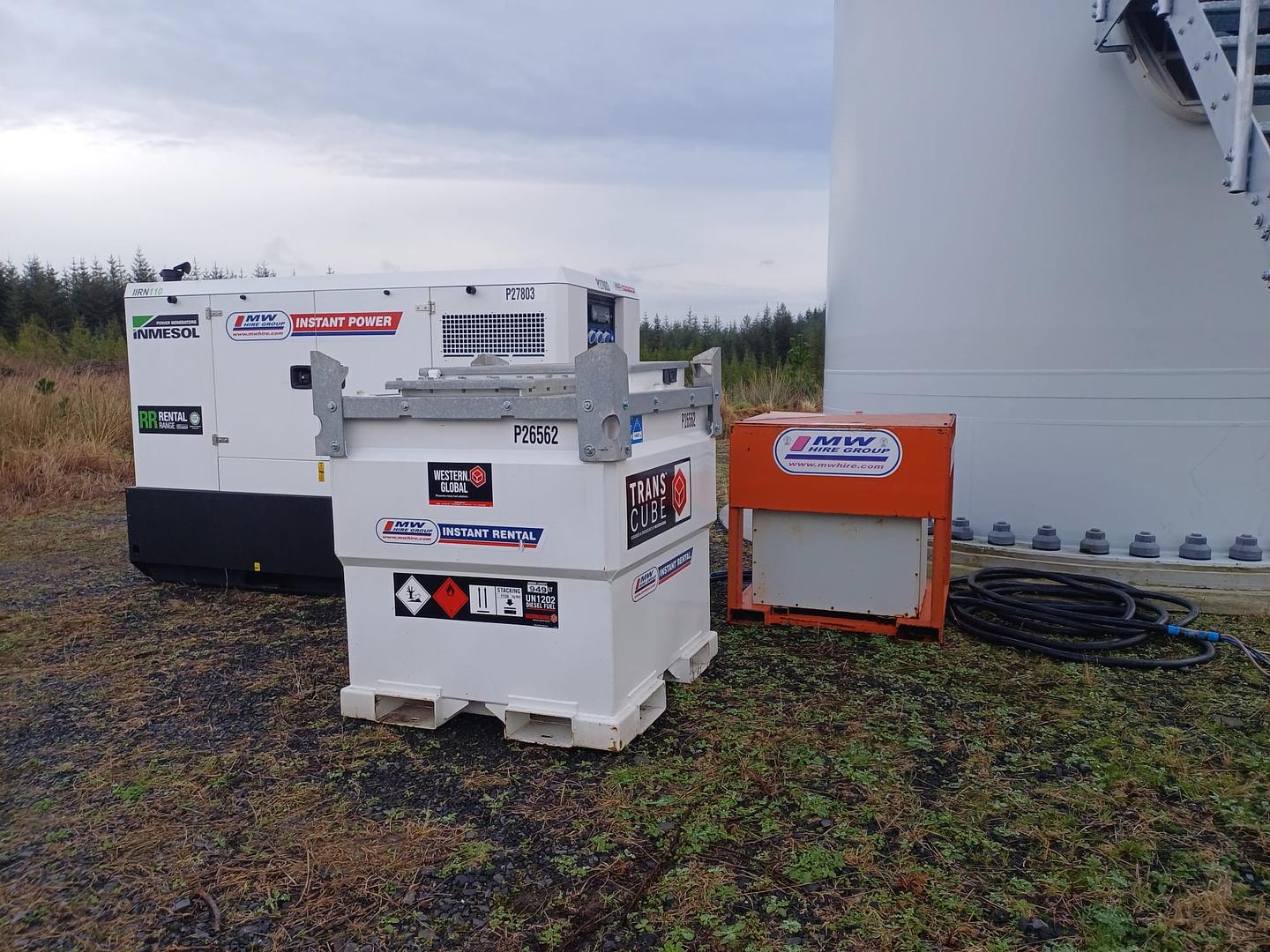 Generator! Fuel Tank! And tranformer! Delivered to wind farm, ready for work!