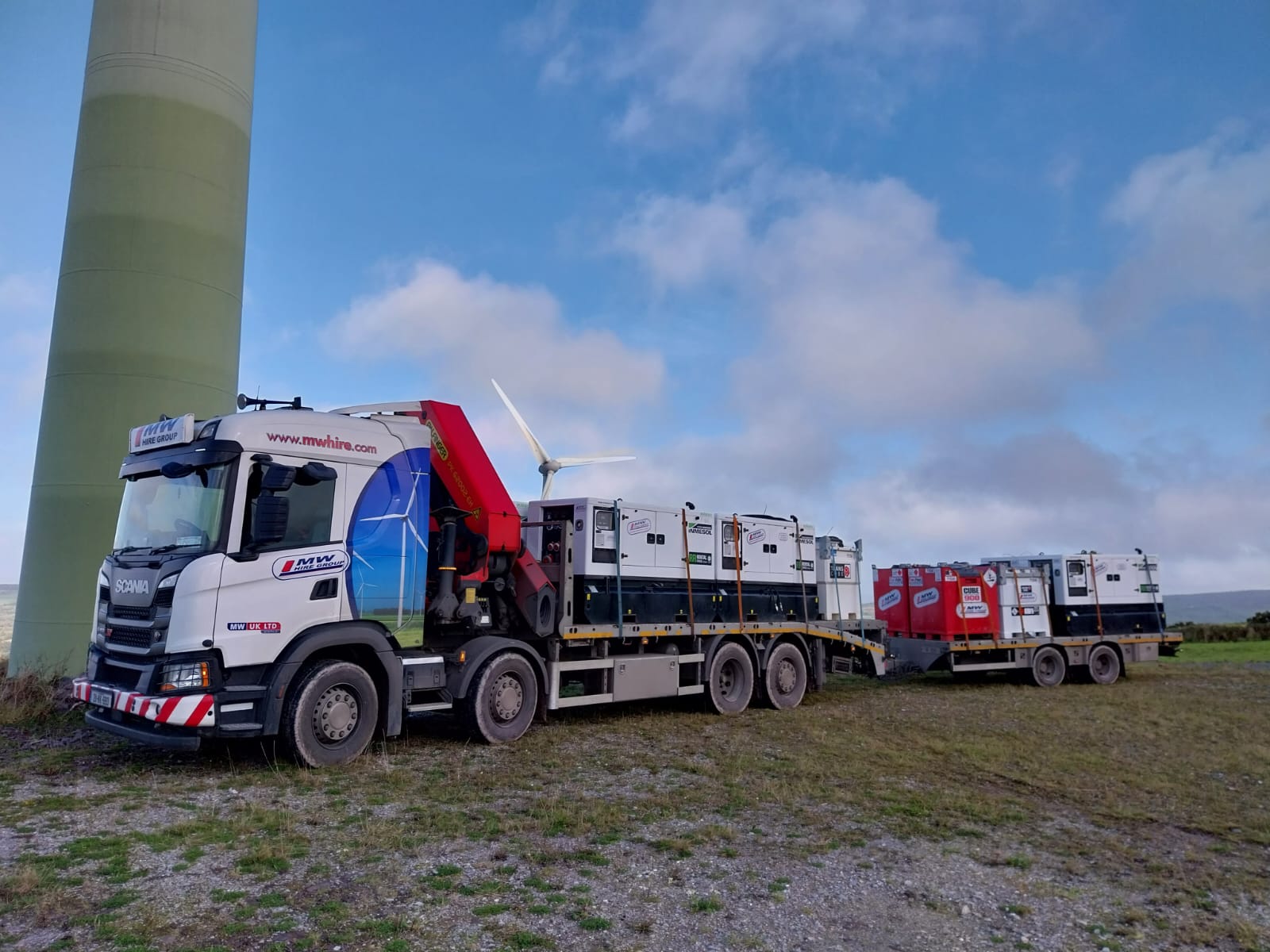 Full Load of Generators and Fuel Tanks Being delivered to a windFarm in Kerry