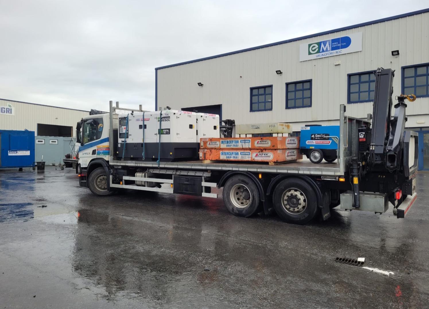 Customer collecting 2 x new Inmesol 44 Kva sets & 2 x Interceptor trays