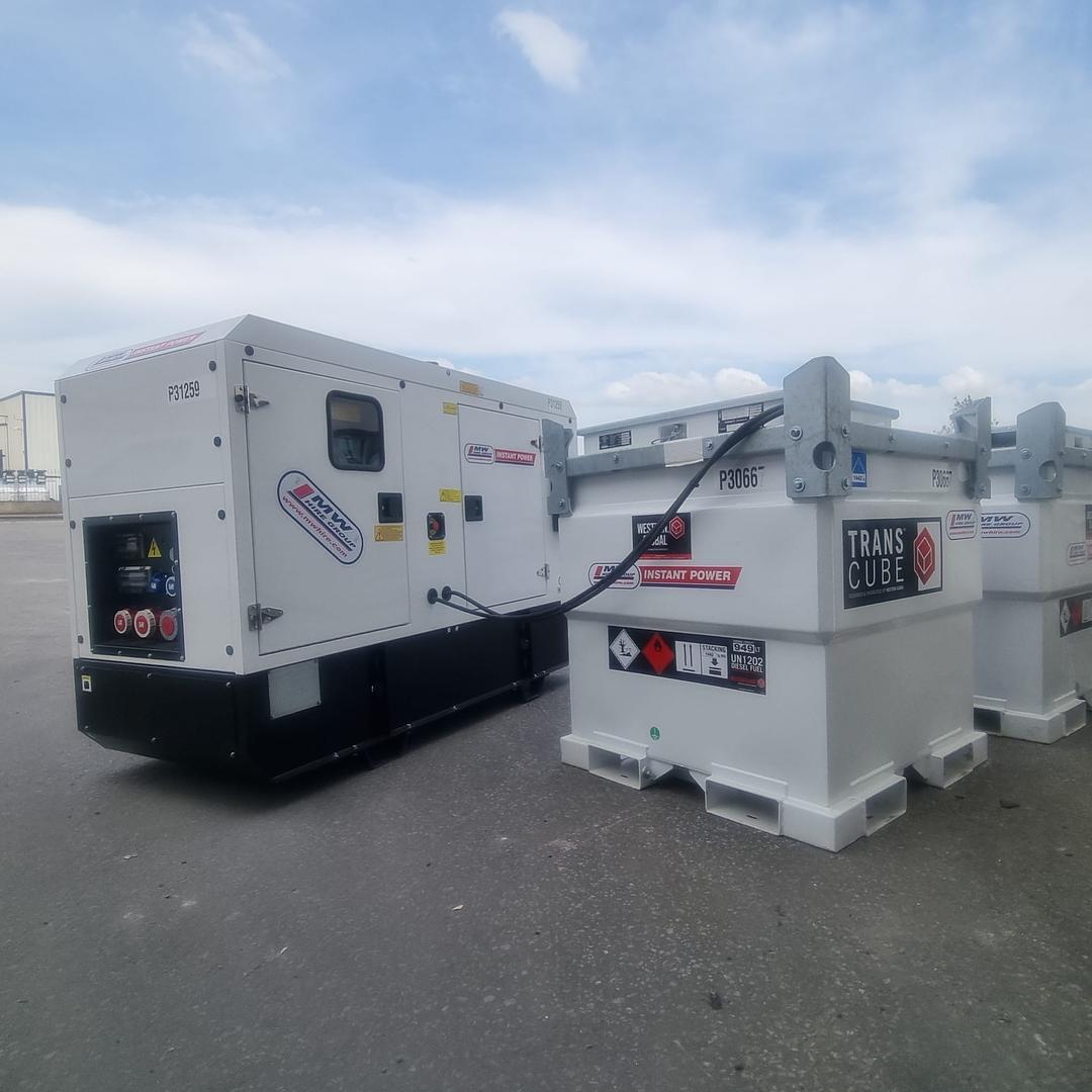 New Rental Spec 66KVA Pramac  Generator working on site Pumbed to a Western Global fuel tanks👌👌