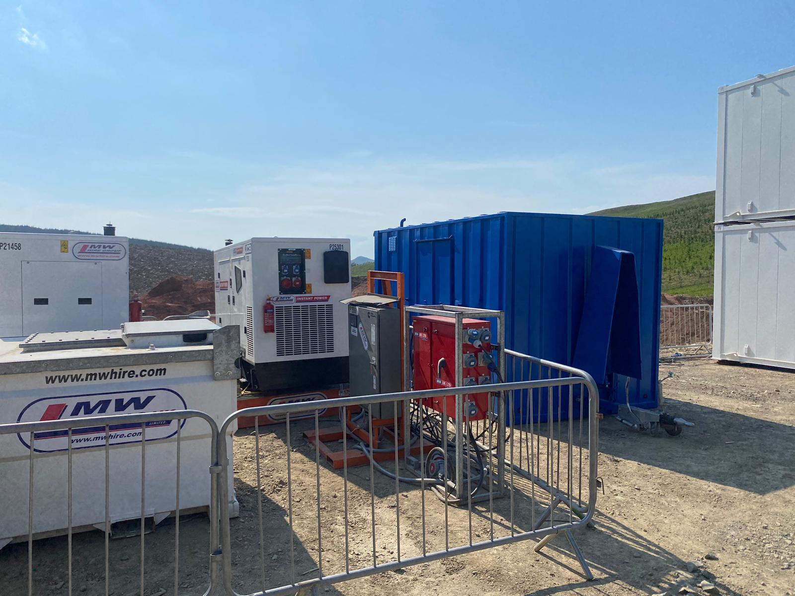 Small Compound set up on a wind farm project in Scotland
