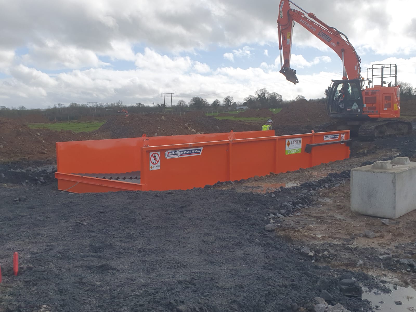Wheelwash being set in place on site - contact us for all your site needs