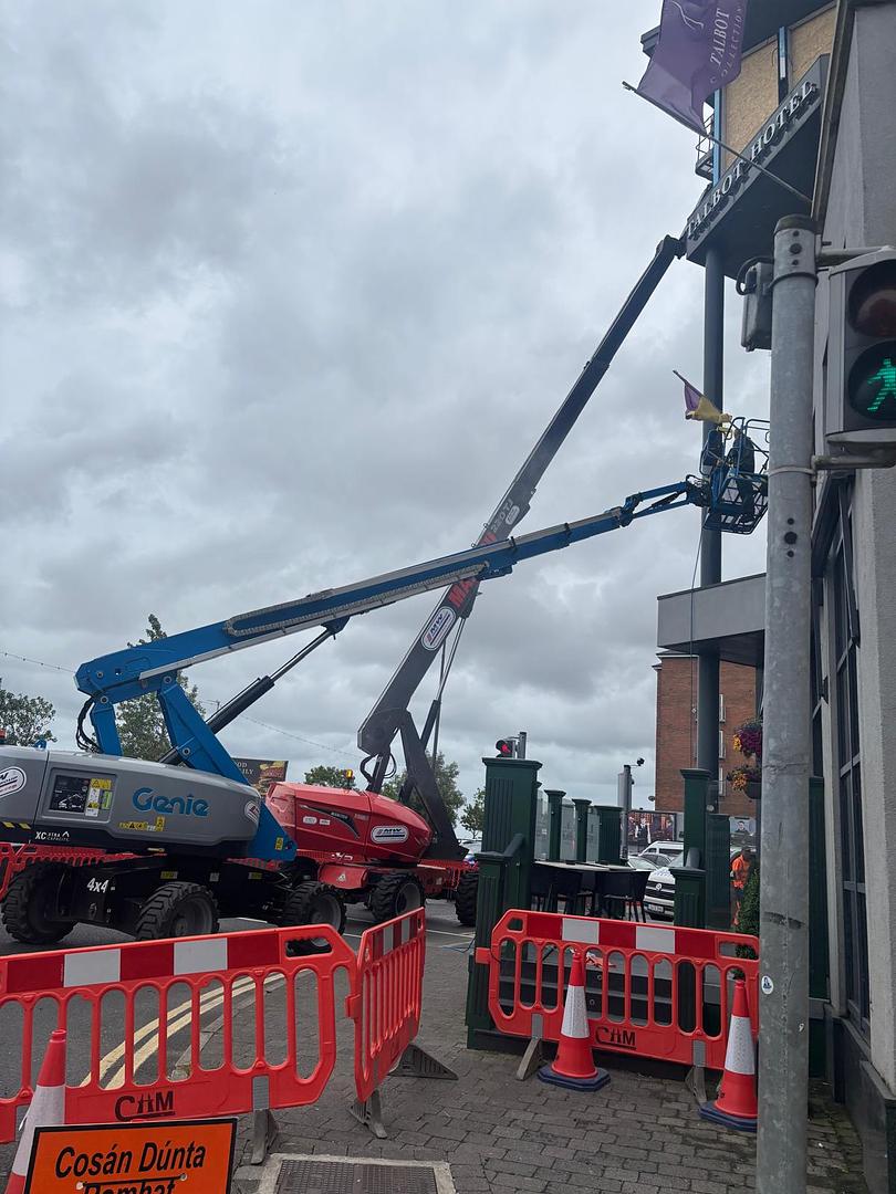 Genie S65 & Manitou 220tj working together in Wexford Town!