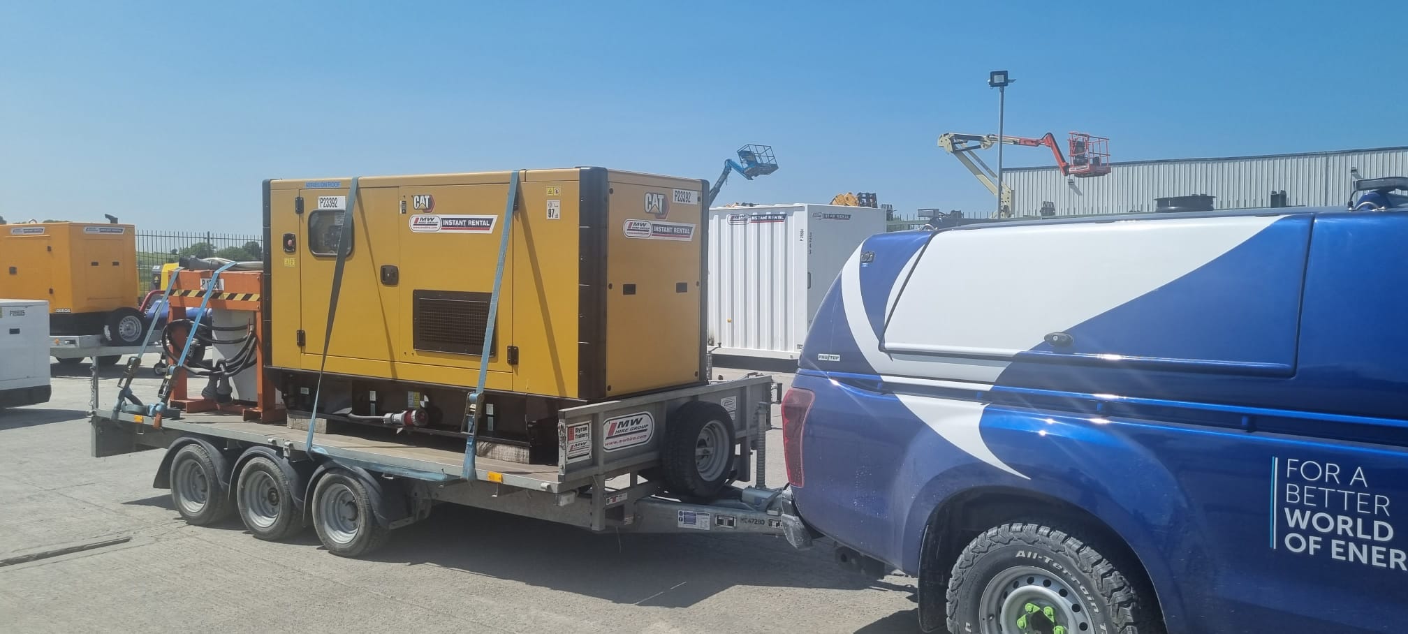110 KVA CAT & step up transformer heading away on a rental job