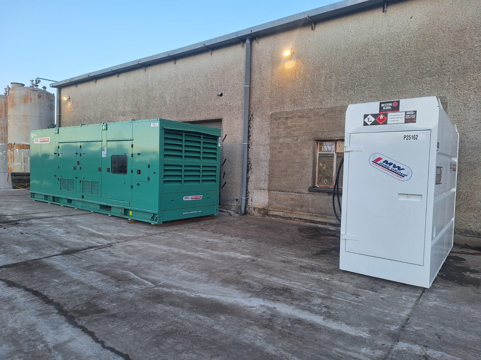 Cummins C1100D5 Generator and Western 5300L Fuel Tank installed at Recycling Plant in Co. Tipperary