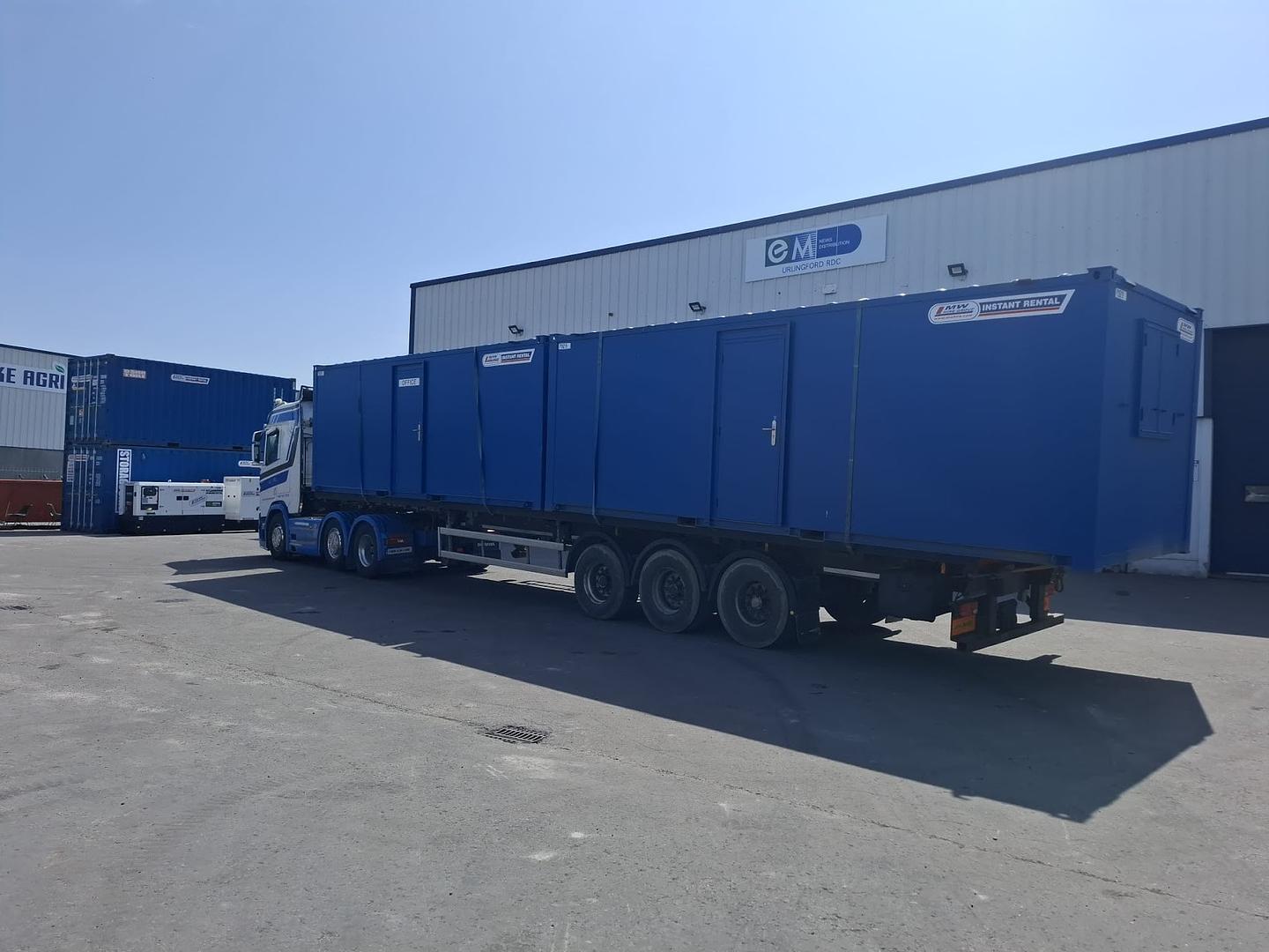 Site Compound heading for County Kerry - Powered using Pramac LX45/80 Battery Bank and JCB 66KVA Generator. 