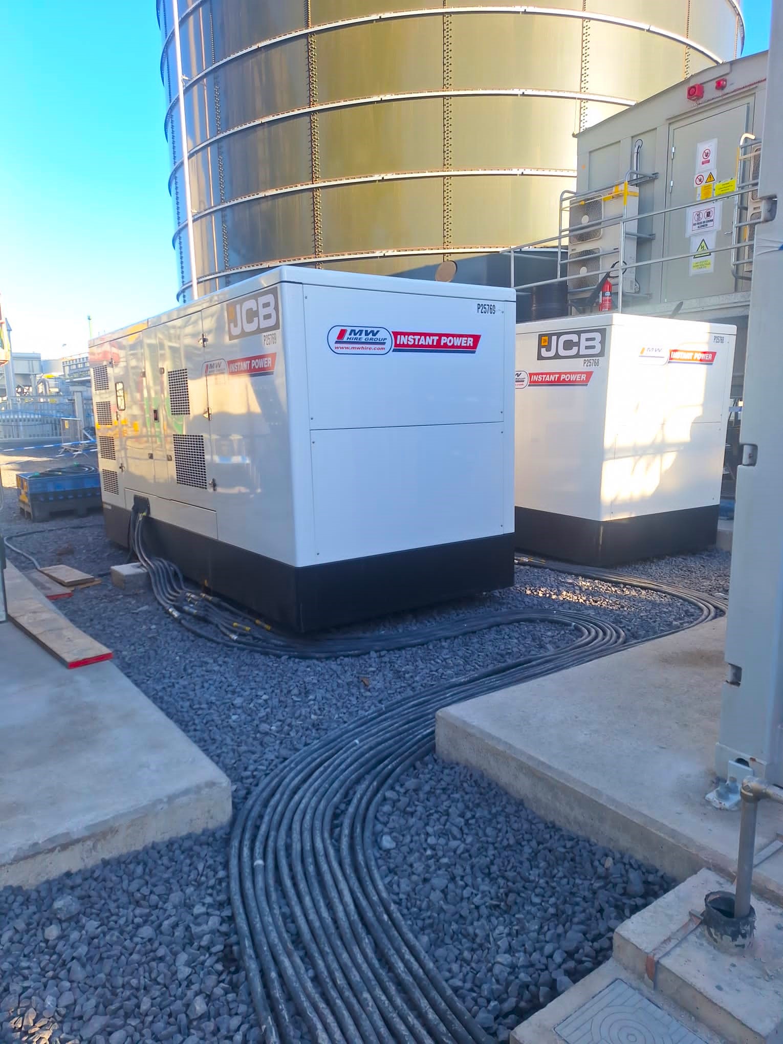 2 x 780 KVA JCB Generators working in tandem on a project in Dublin