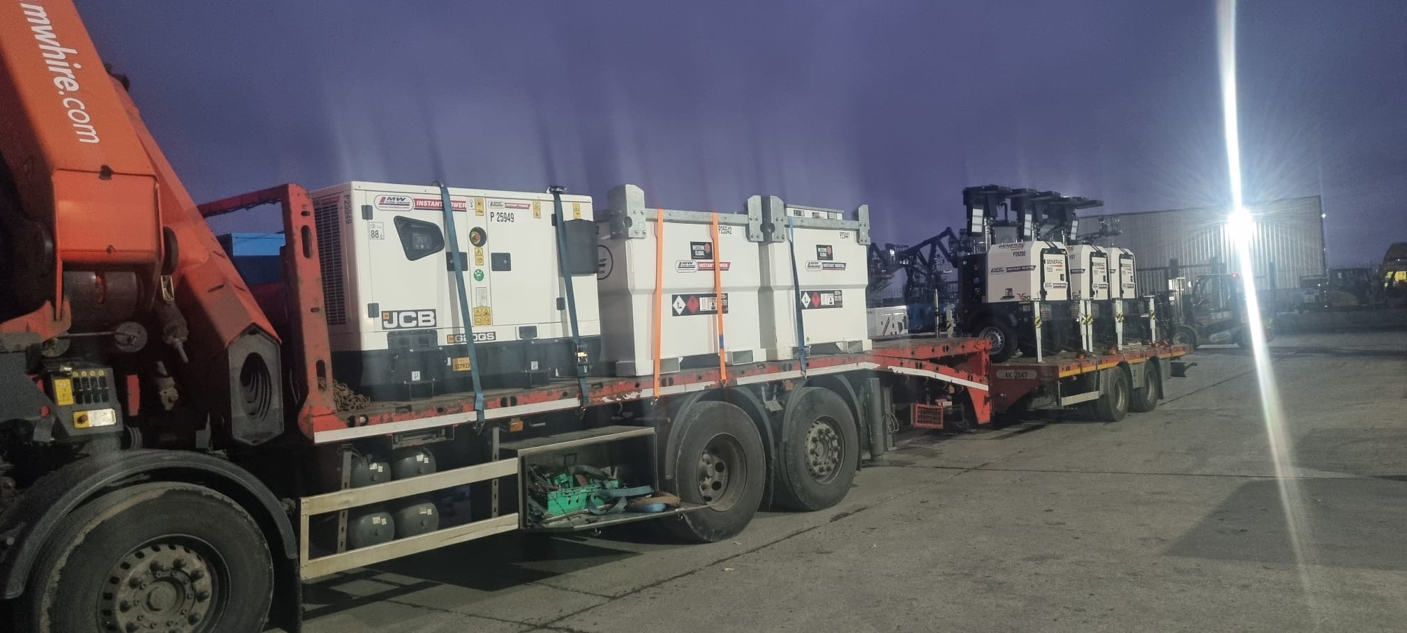 Package of Generators , Western Global fuel tanks & Lighting towers heading out on a rental project