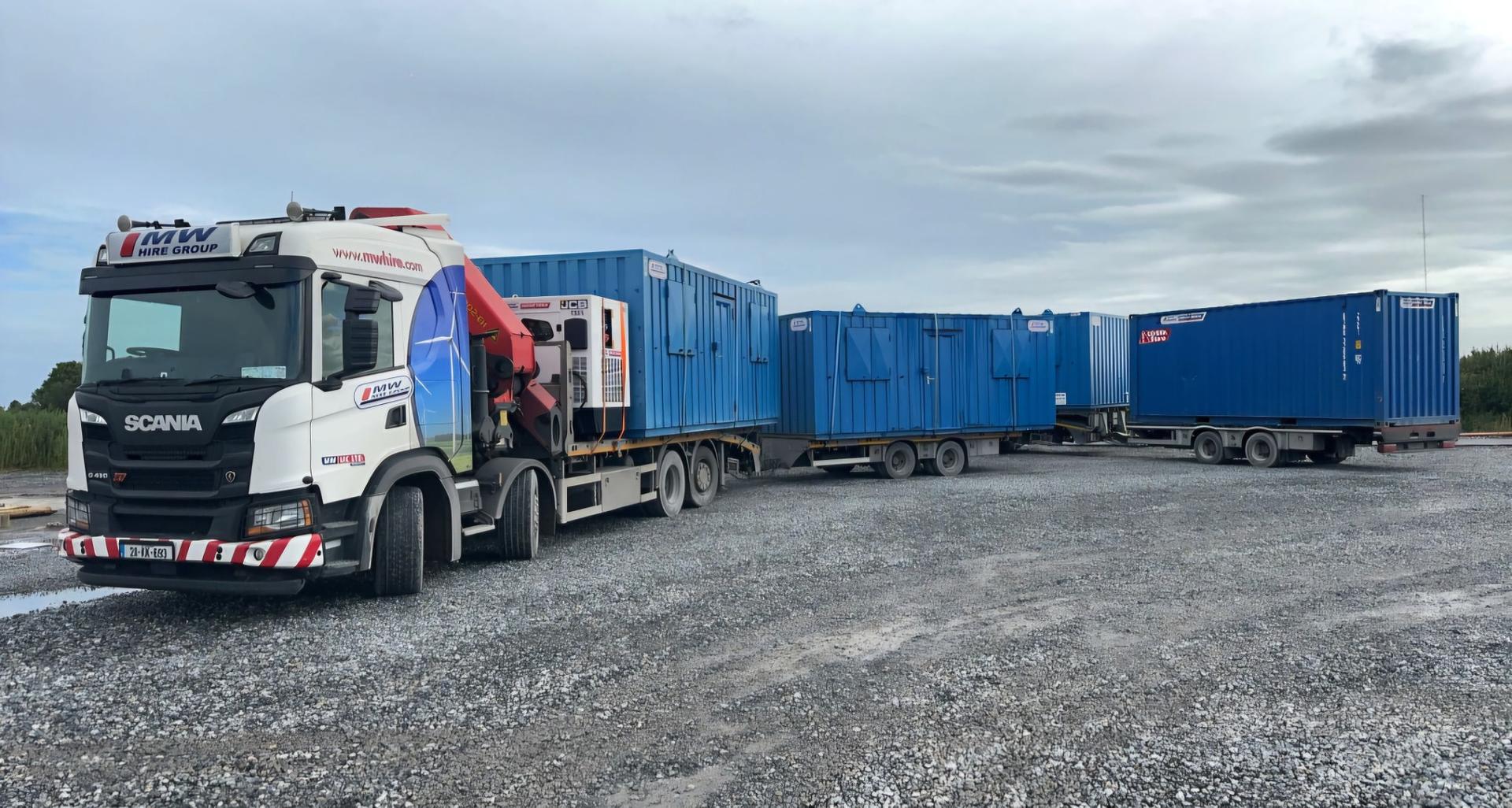 Trucks moving in to set up a new Compund