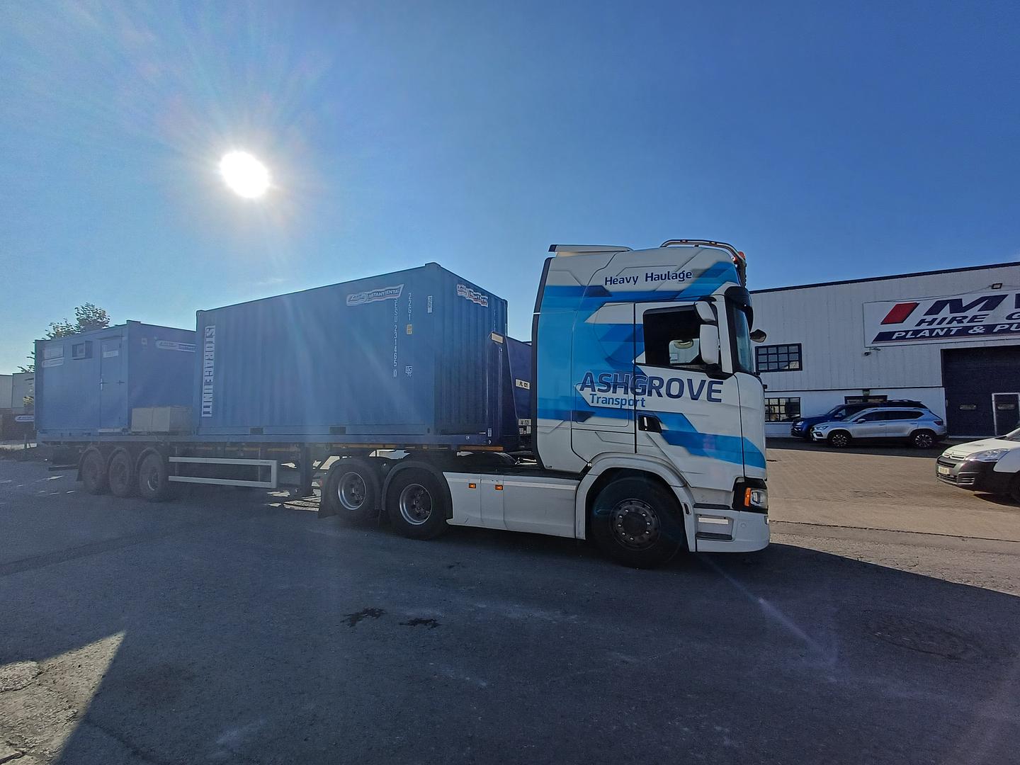 3 Full Loads of Storage Units, Site Offices and Generator heading to wind farm!