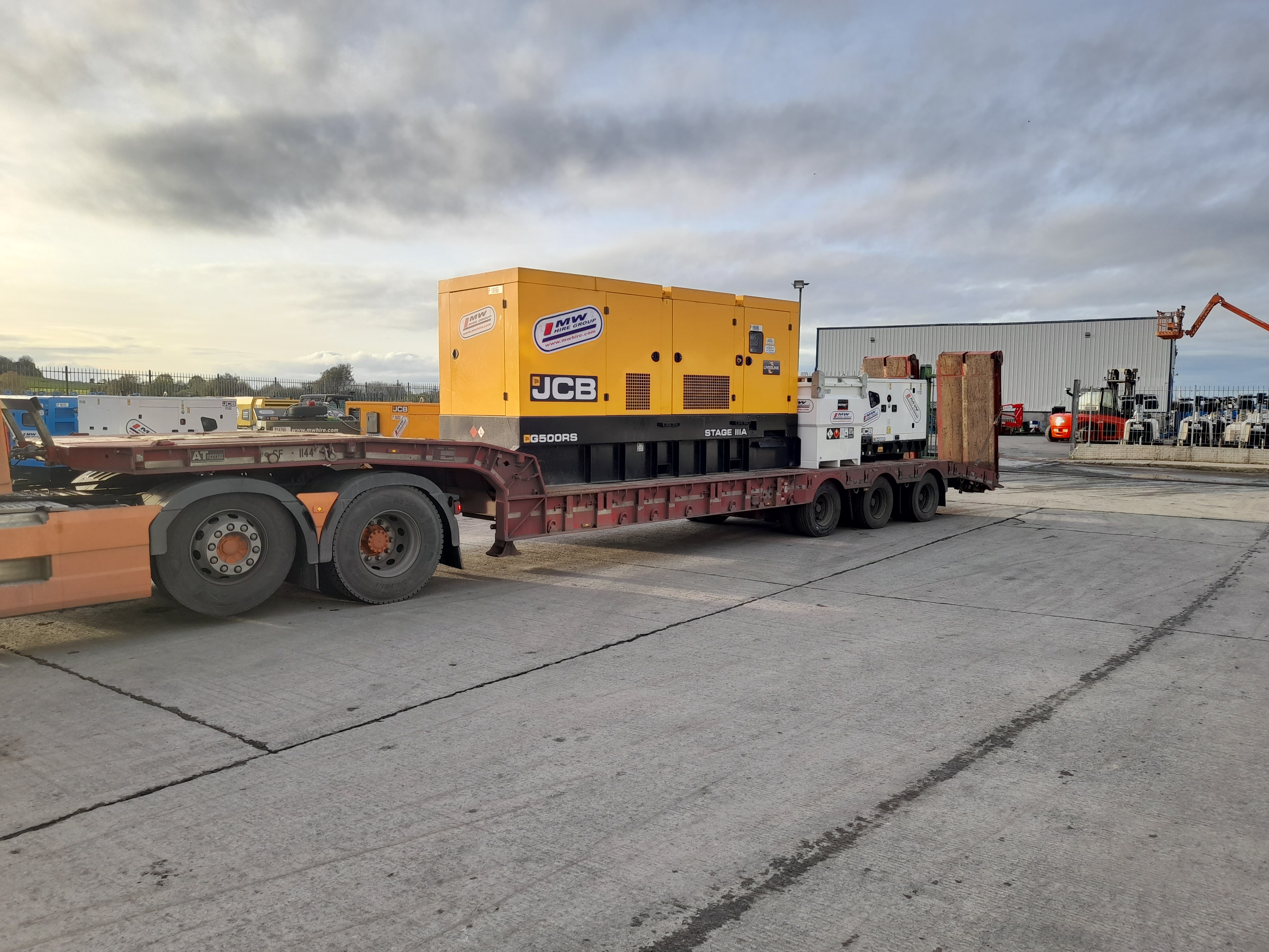 500kva and 45 kva JCB Generators complete with 2,000L and 1,000L Feed Tanks being collected for a rental project in Mayo 